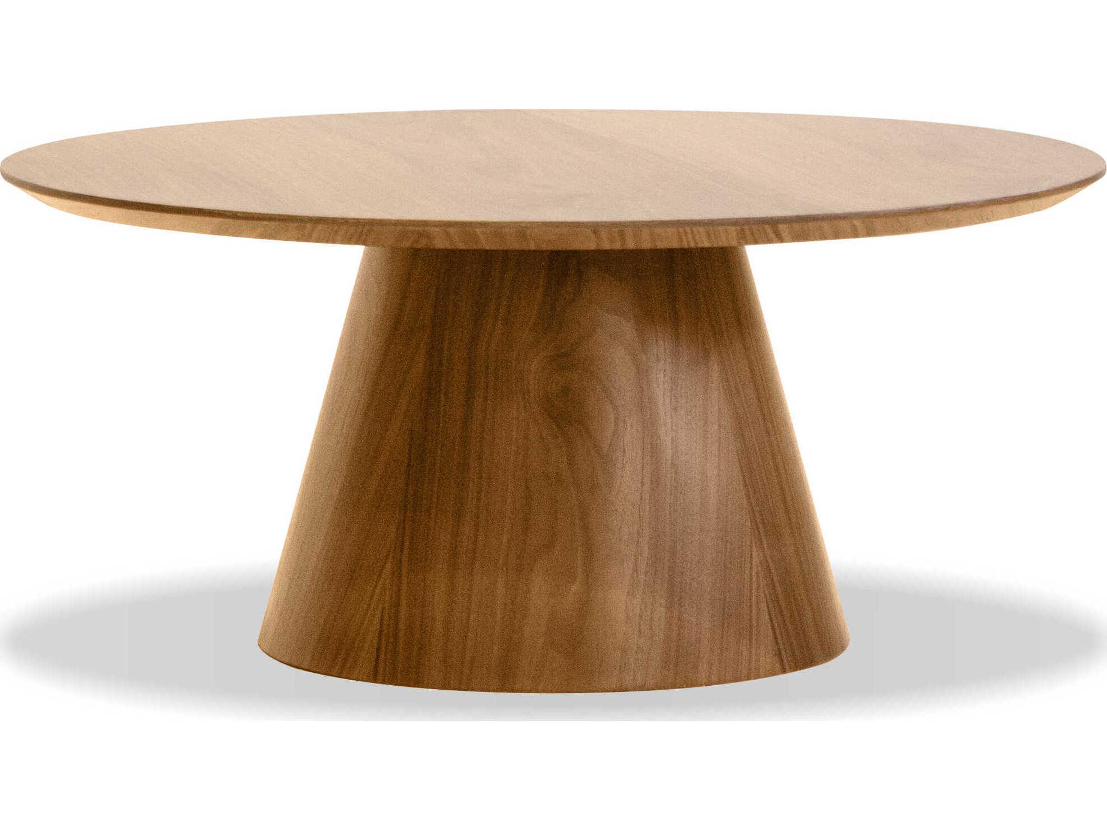 Mobital Tower Round Wood Natural Walnut Coffee Table