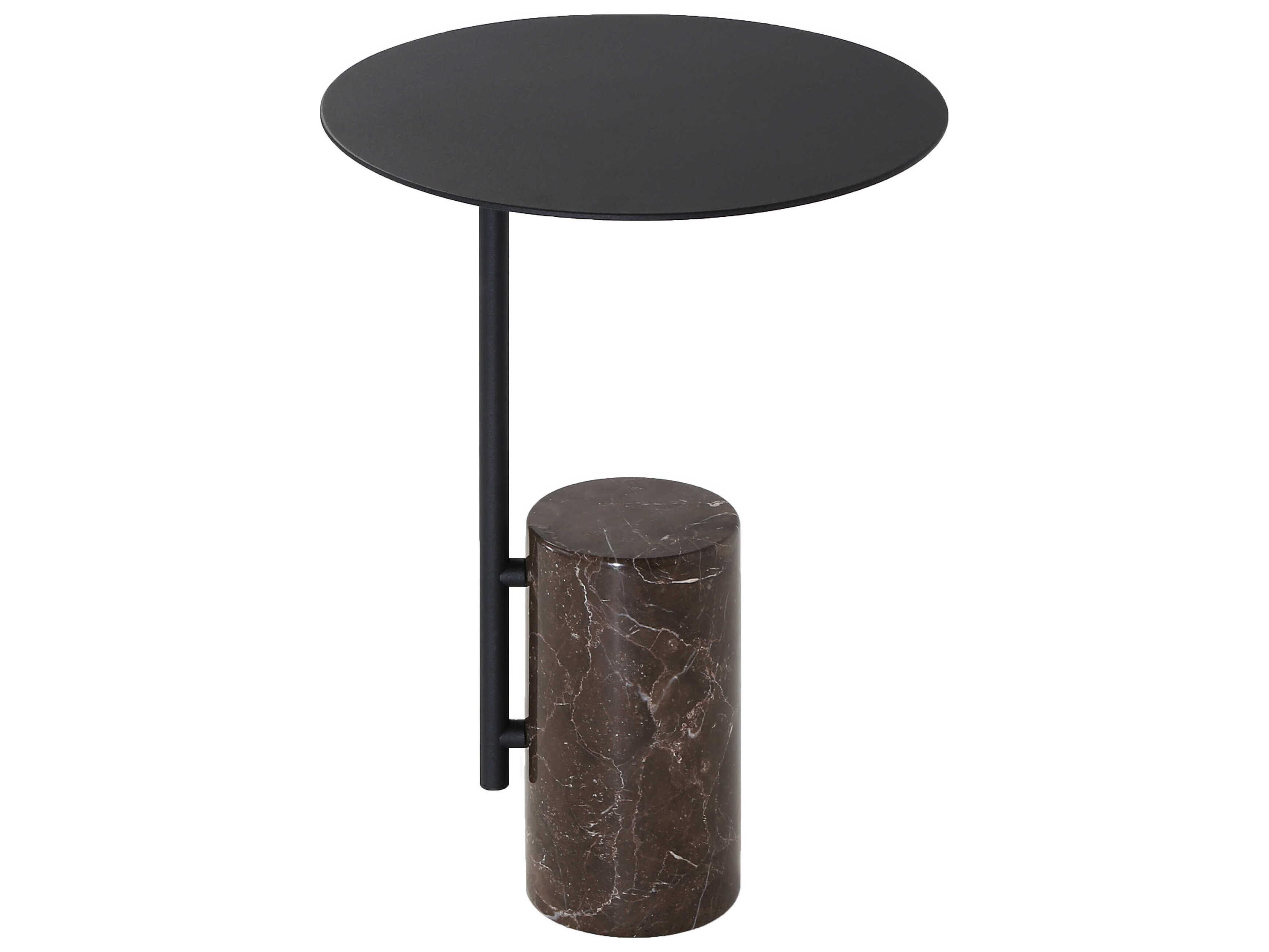 Mobital Butler Round Marble Black Brown Round End Table