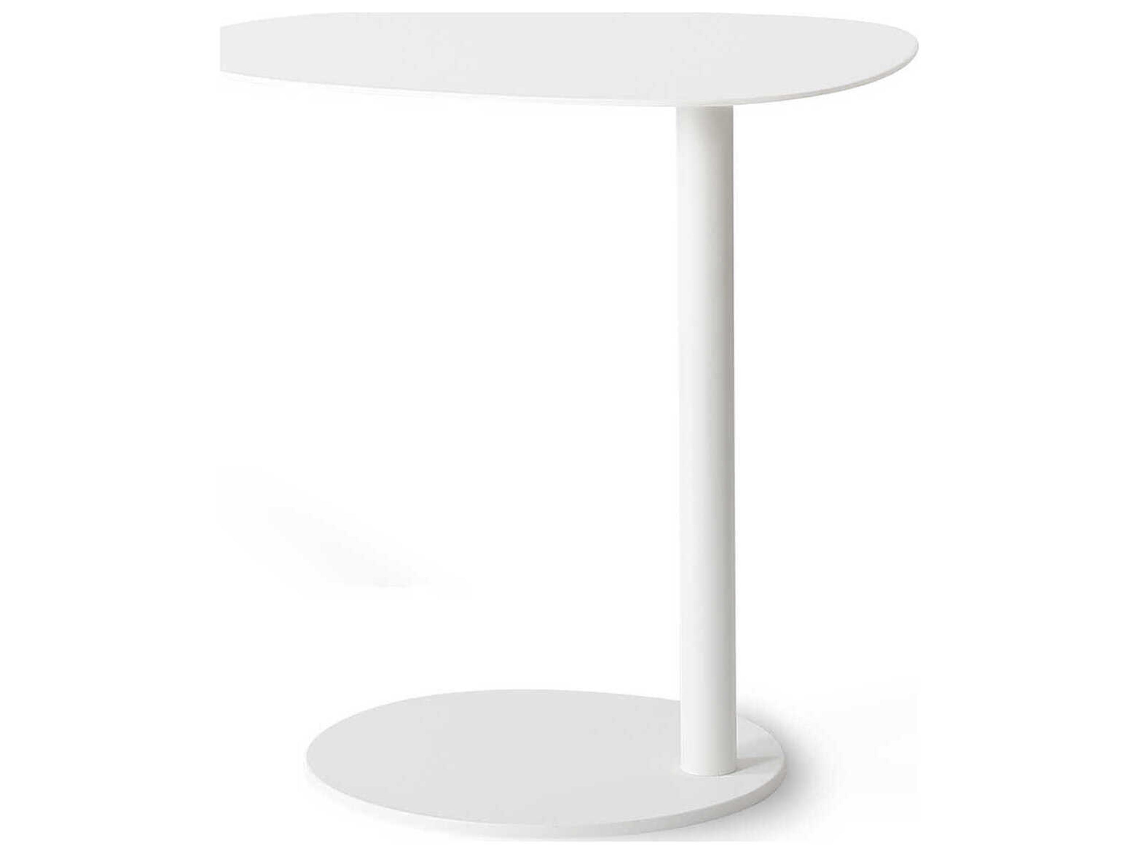Mobital Perch Round Metal Matte White End Table