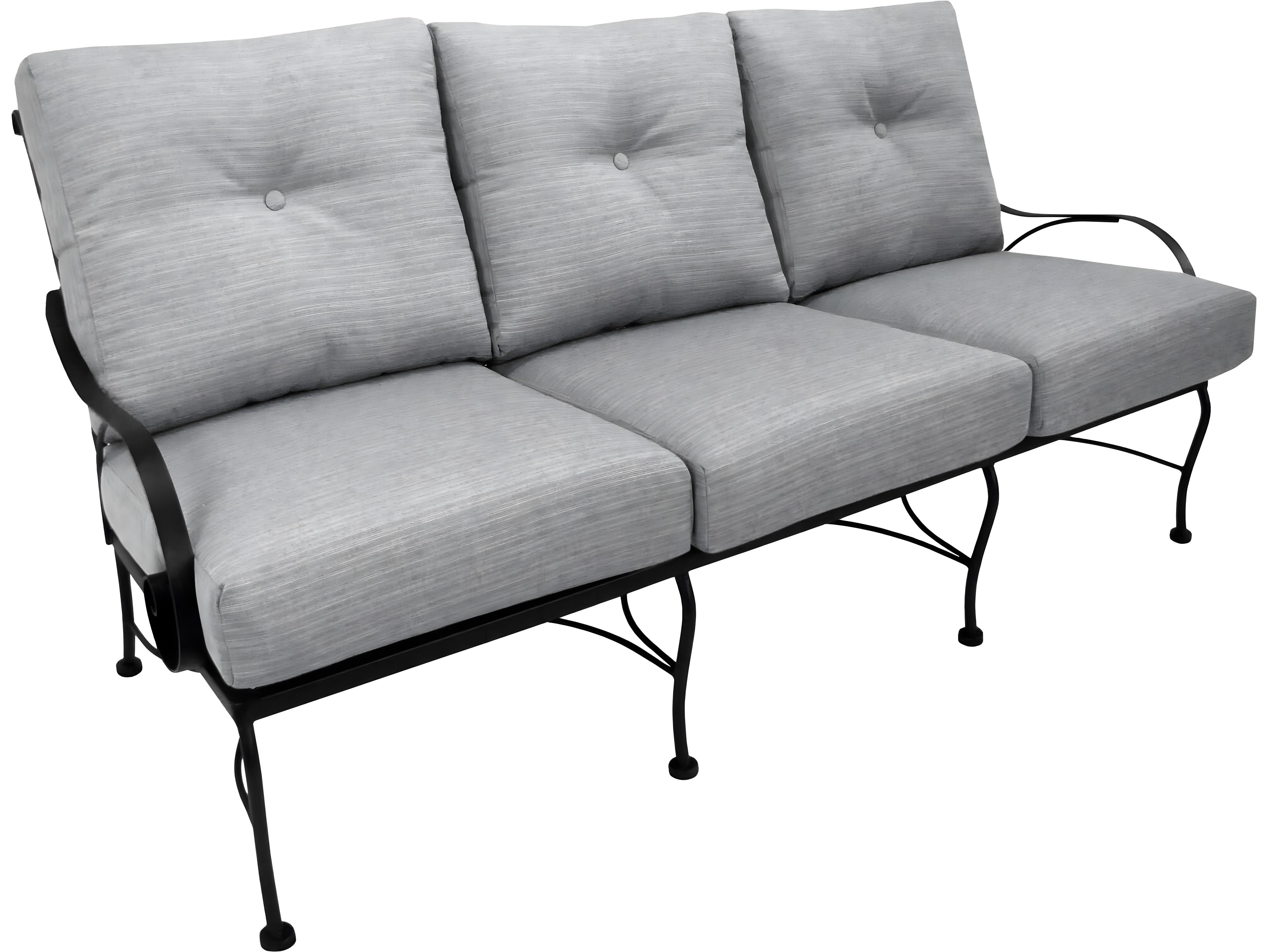 Meadowcraft Monticello Deep Seating Wrought Iron Outdoor Patio Sofa