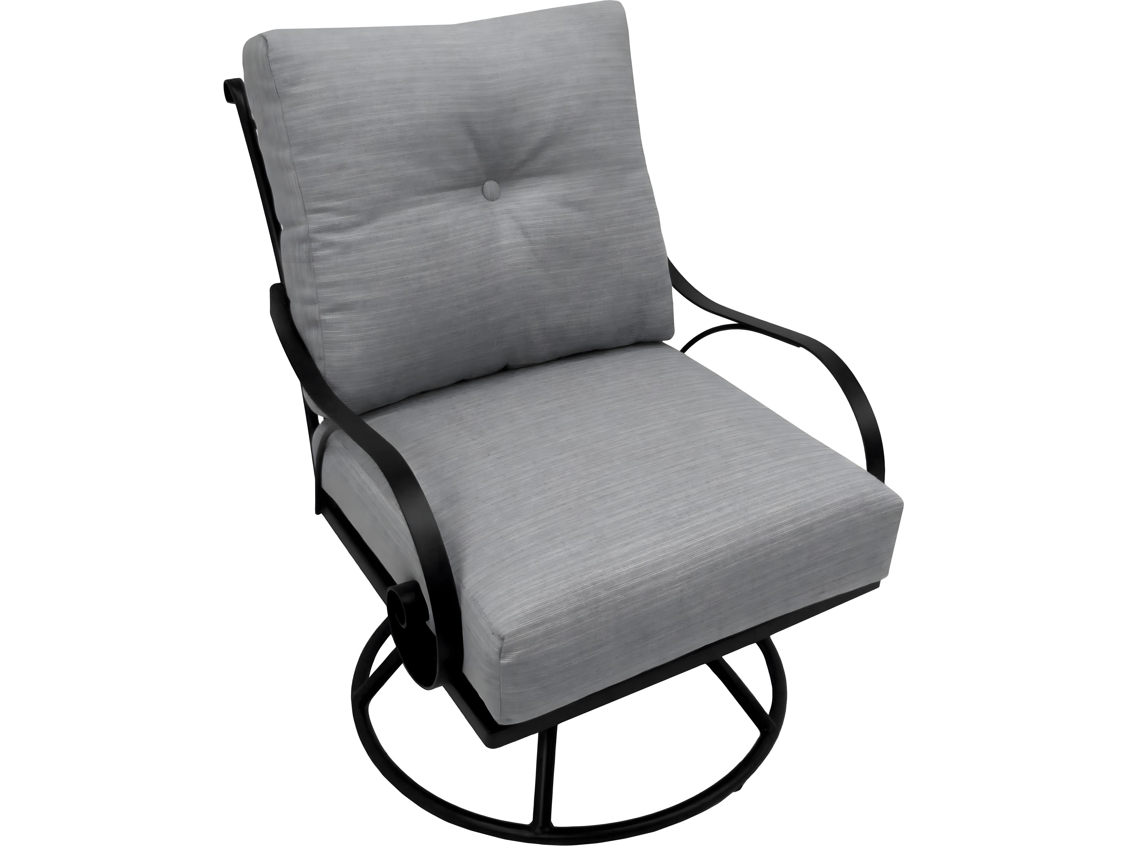Meadowcraft Monticello Deep Seating Wrought Iron Swivel Rocker Outdoor Patio Lounge Chair
