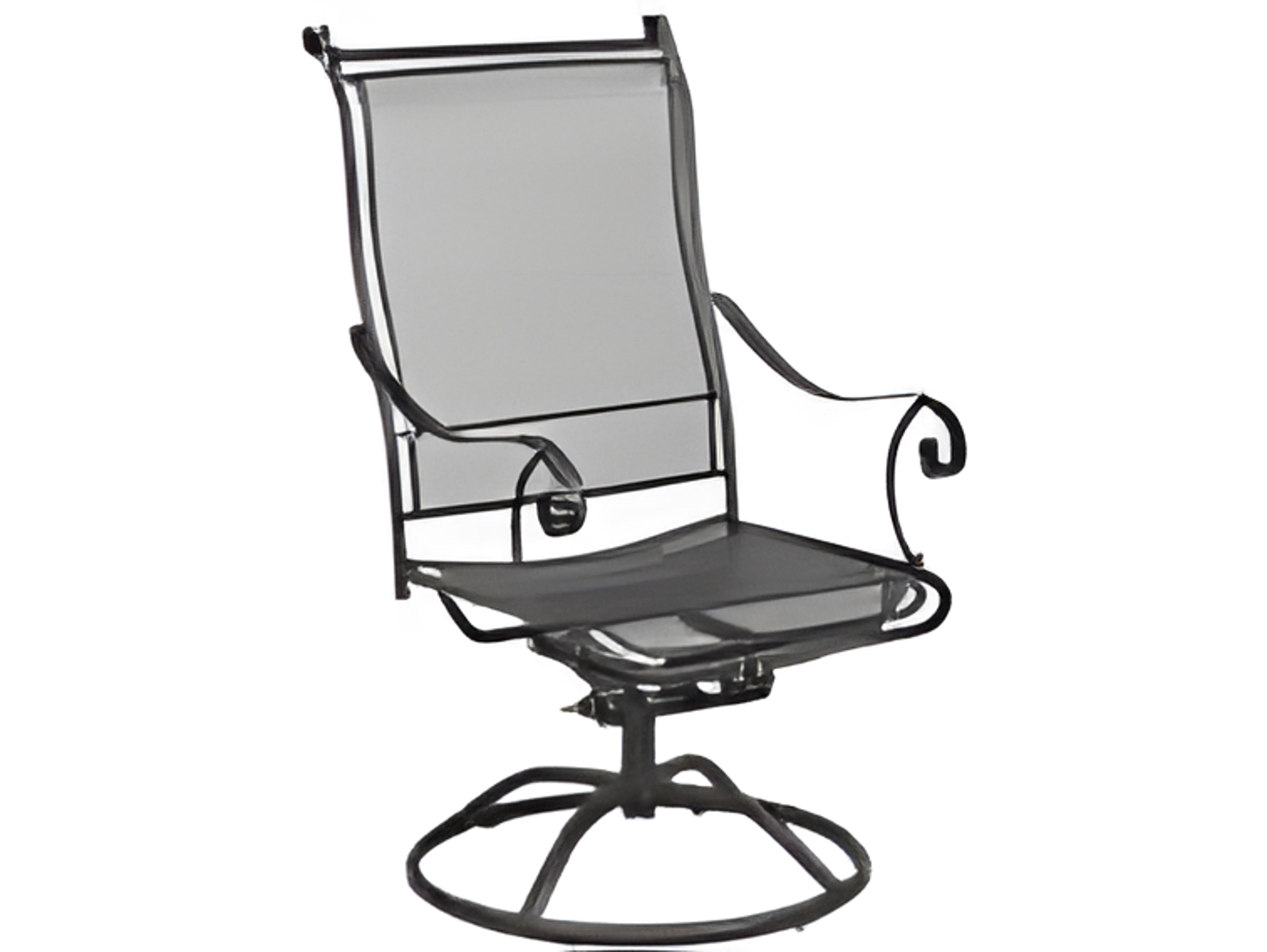 Meadowcraft Alexandria Wrought Iron Swivel Rocker Outdoor Dining Arm Chair