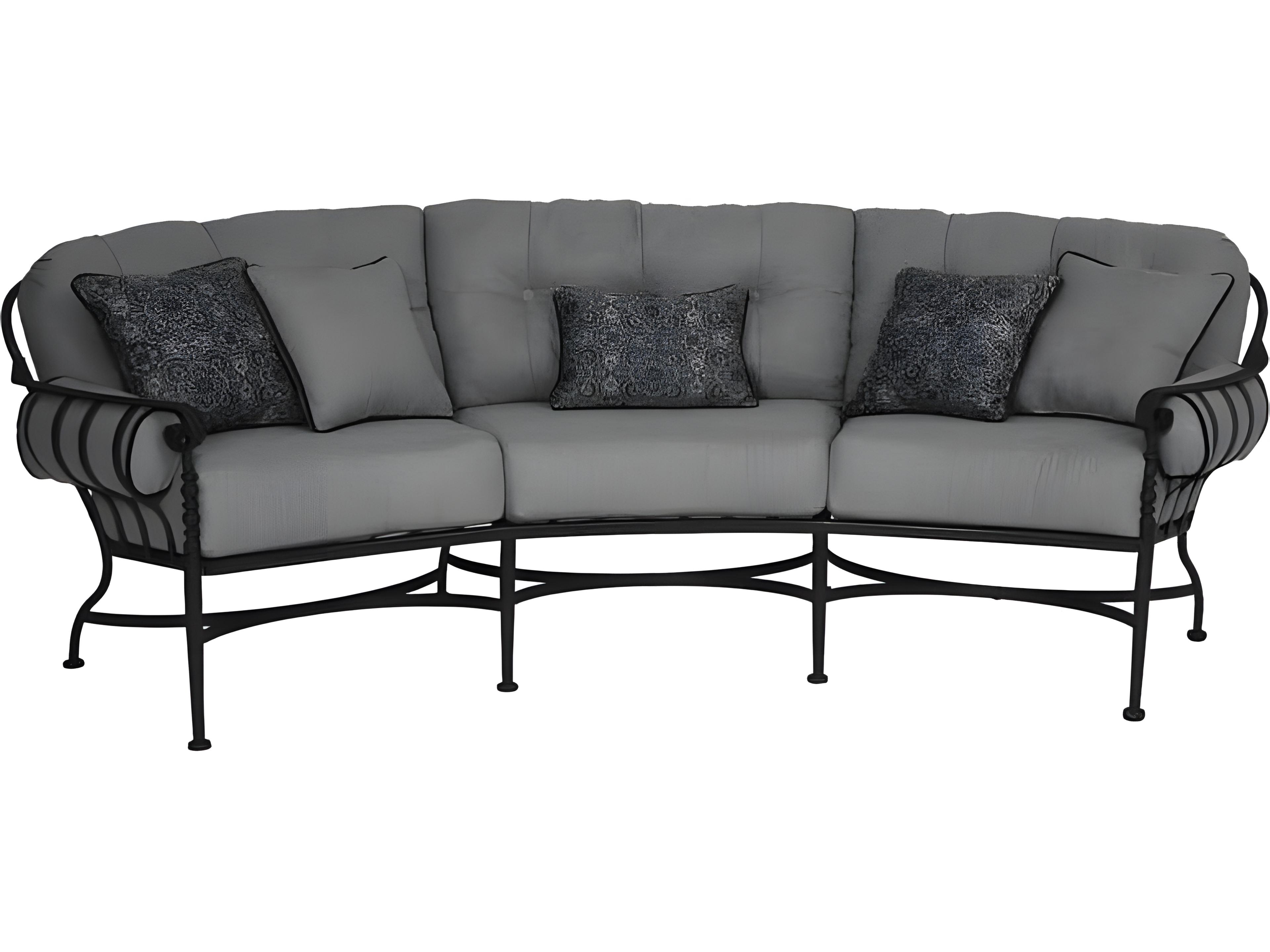 Meadowcraft Athens Deep Seating Wrought Iron Crescent Outdoor Sofa