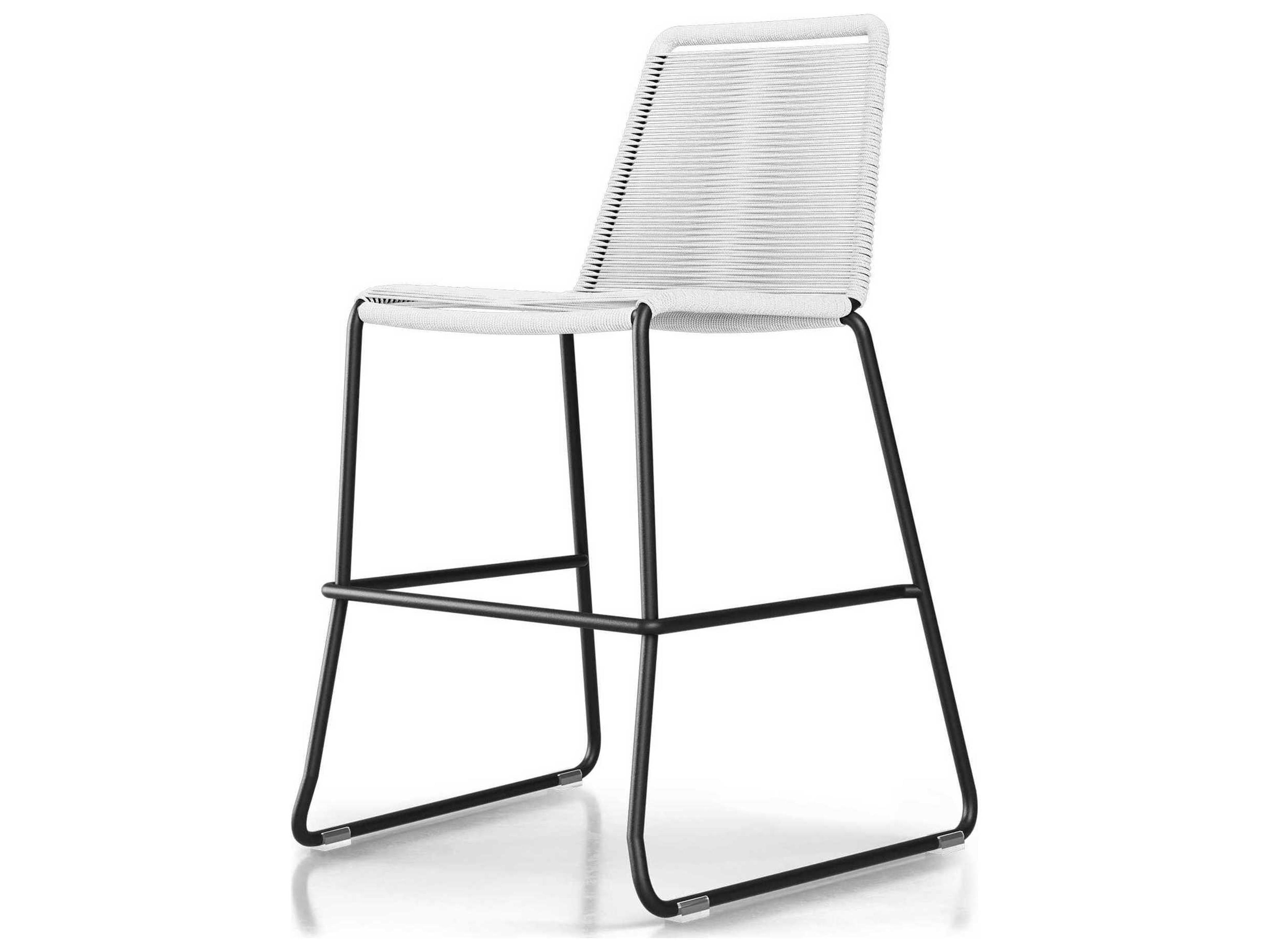 ModLuxe Outdoor Yuma Seat In White Regatta Cord, Frame Black Steel Rope Counter Stool