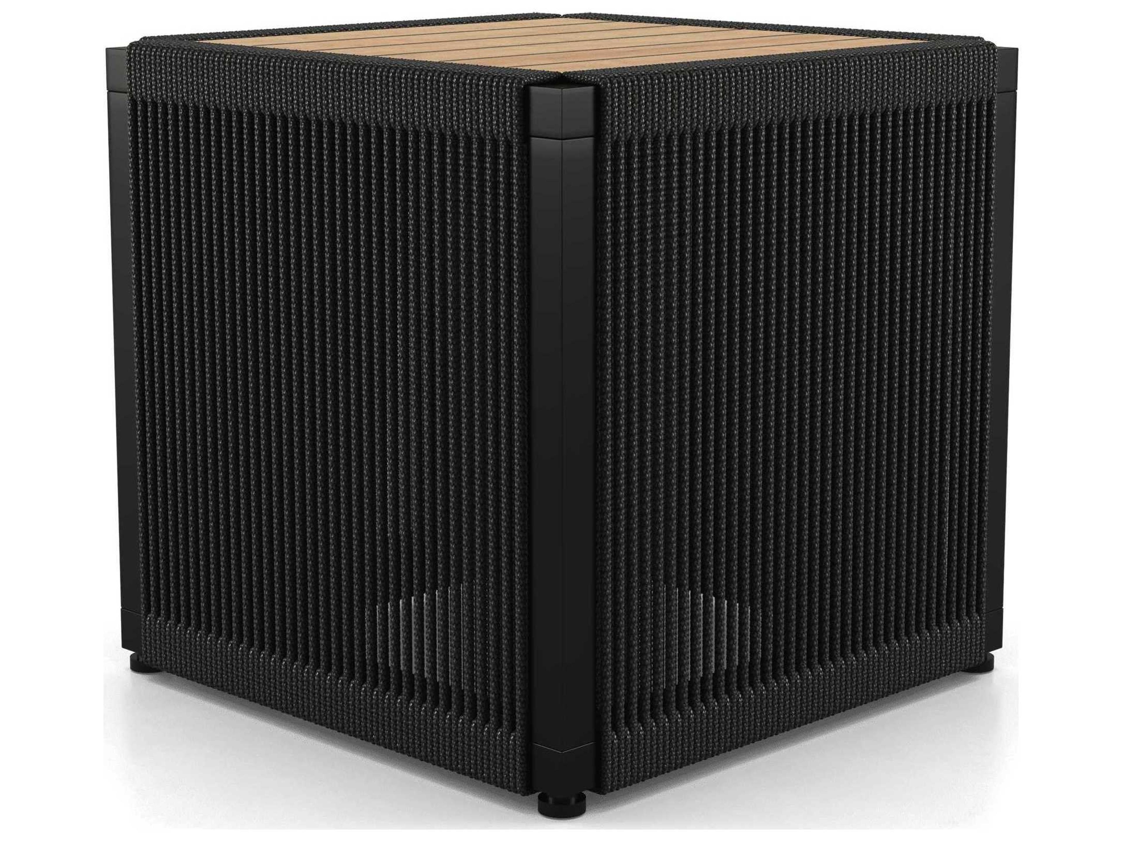 ModLuxe Outdoor Haukland Top In Teak, Body Black Cord, Structure Steel Square End Table