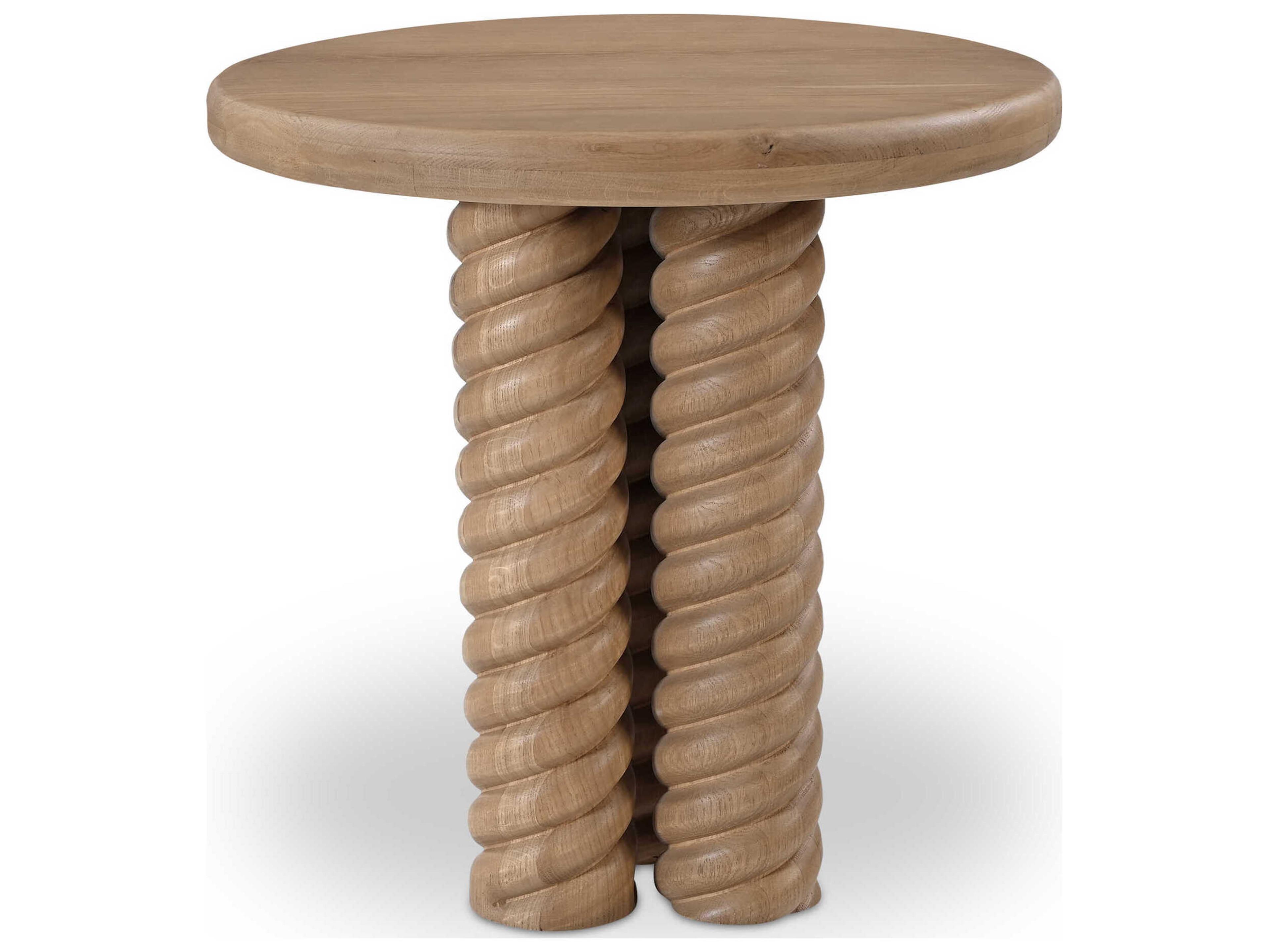 Moe's Home Treccia Round Wood Natural End Table