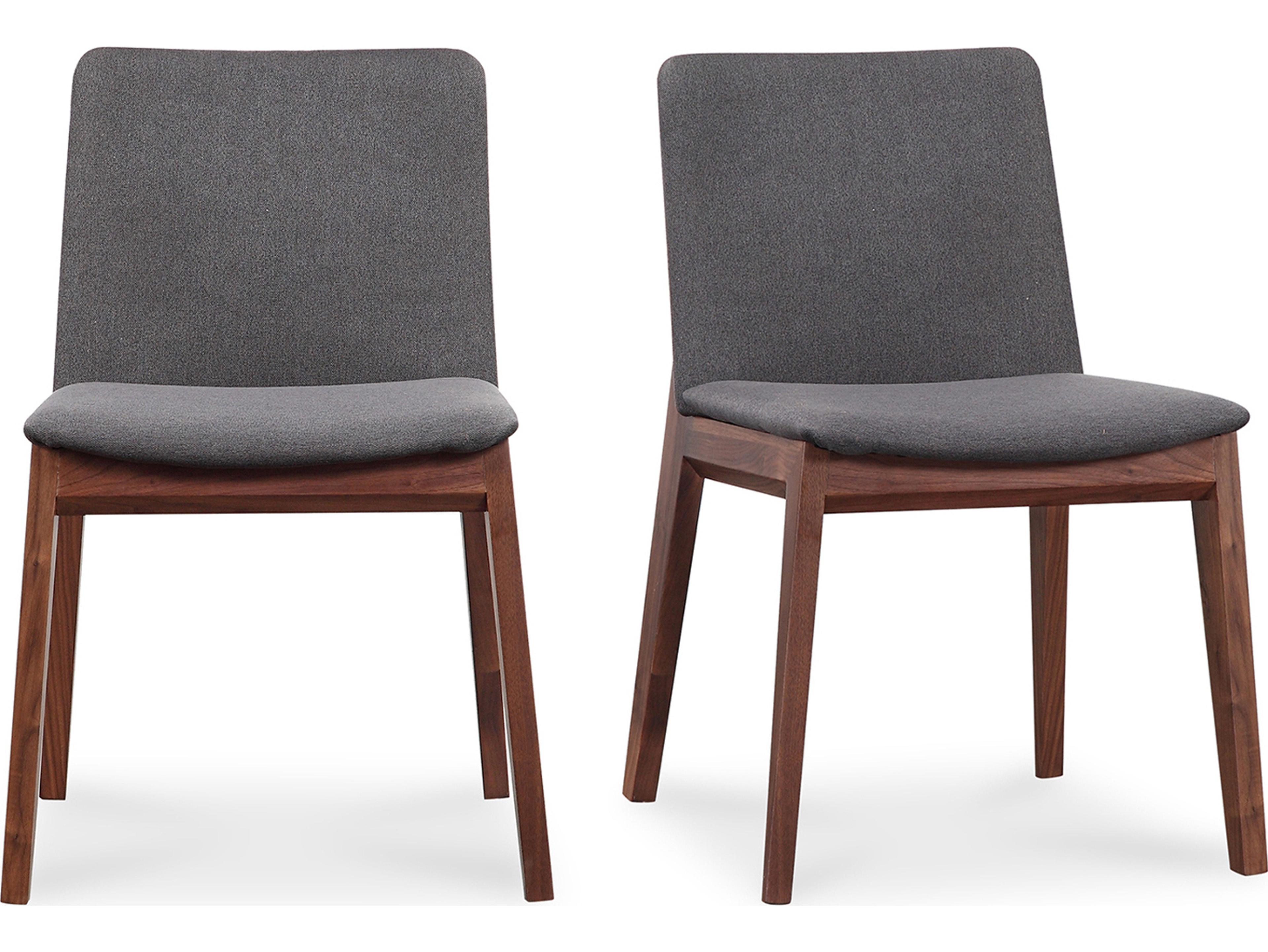 Moe's Home Deco Walnut Wood Black Upholstered Side Dining Chair - Set of Two