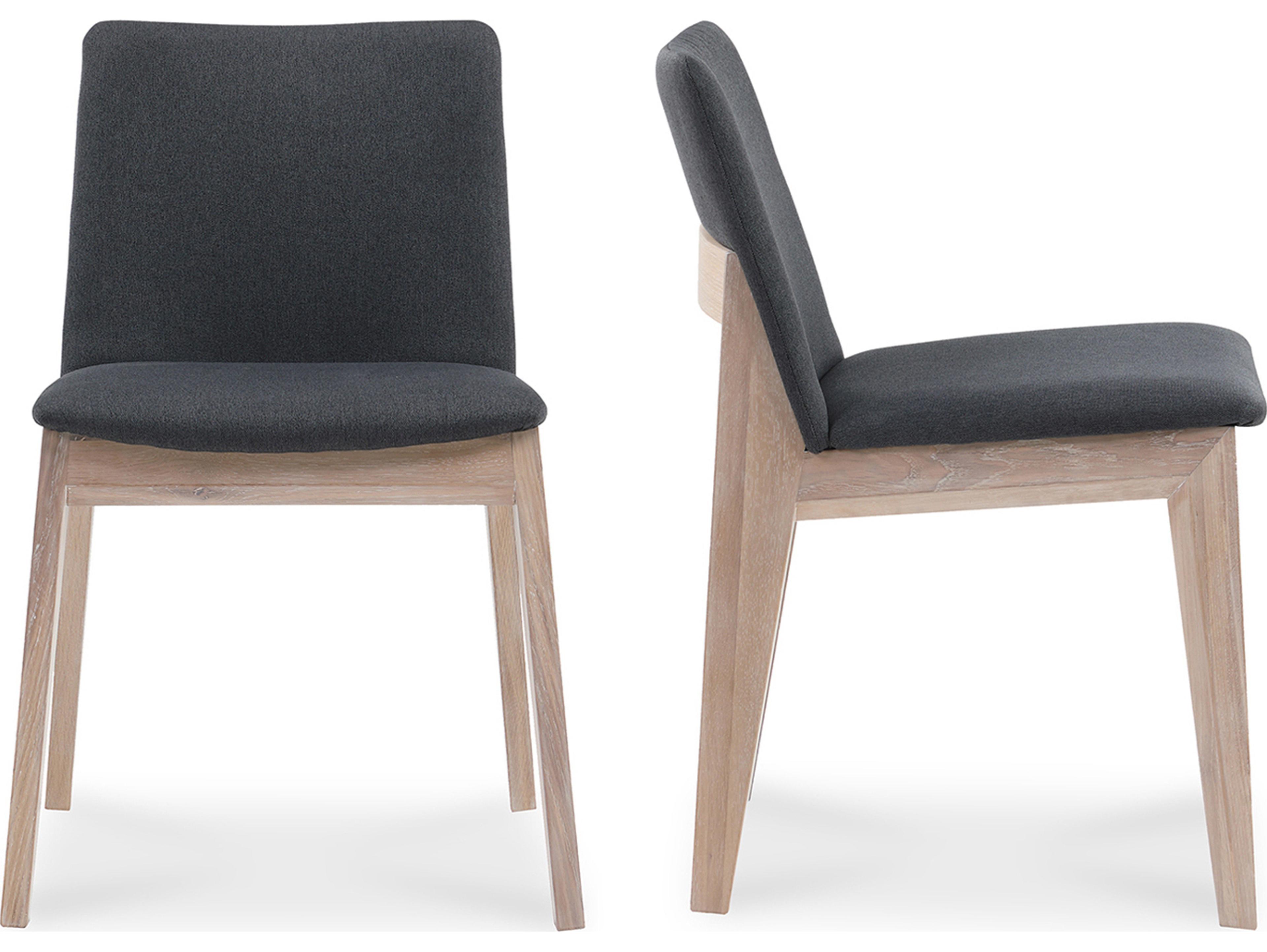 Moe's Home Deco Oak Wood Gray Upholstered Side Dining Chair - Set of Two