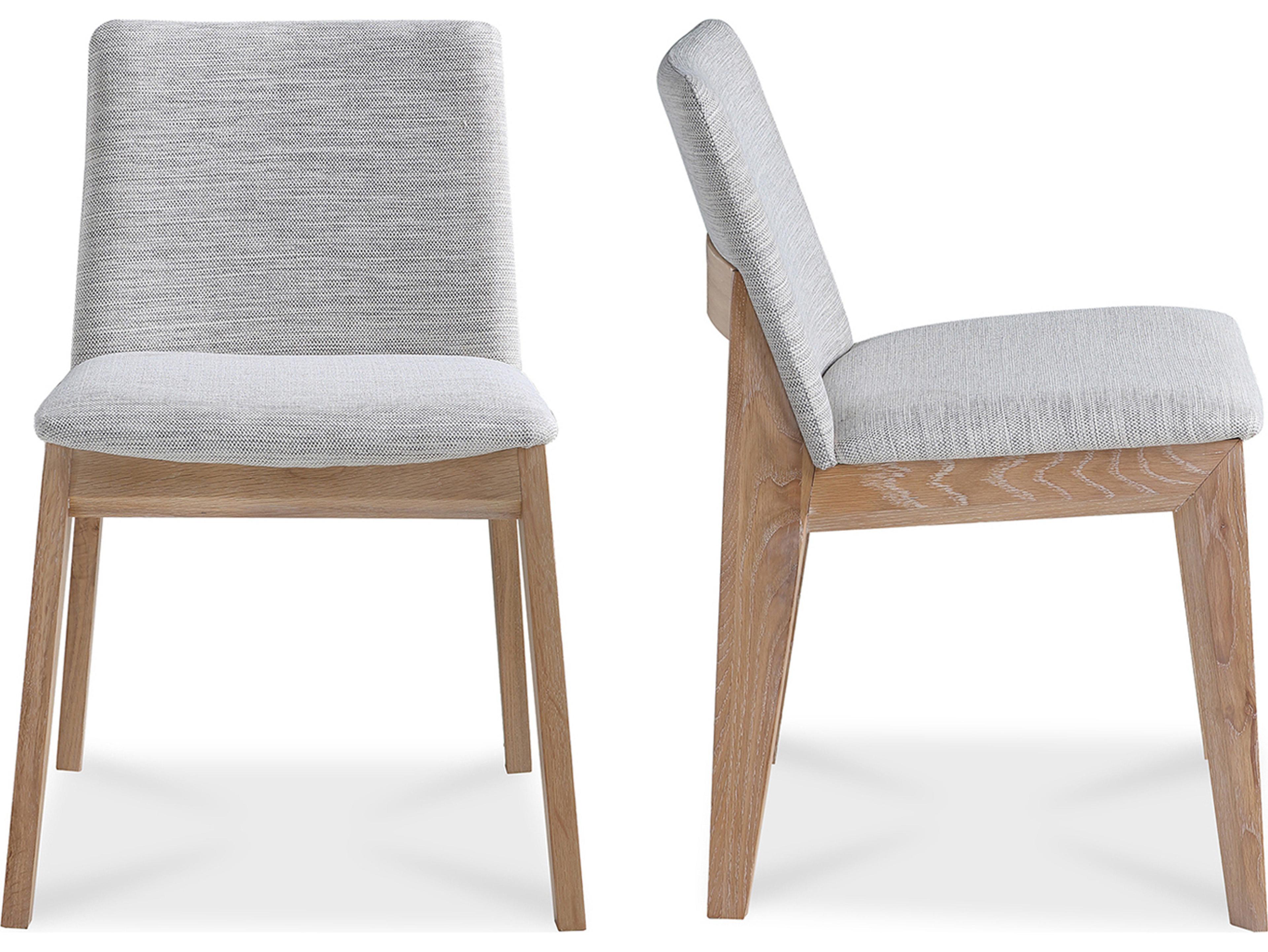 Moe's Home Deco Oak Wood Gray Upholstered Side Dining Chair - Set of Two