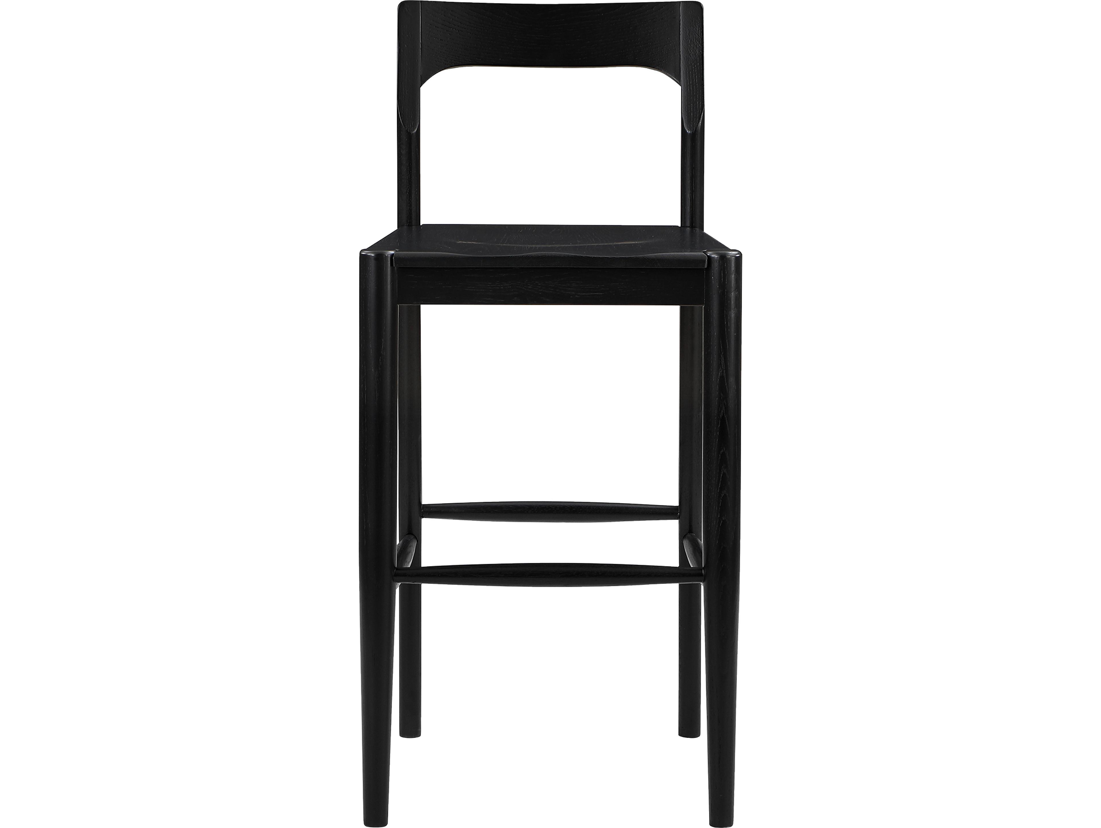 Owing Oak Wood Black Bar Stool