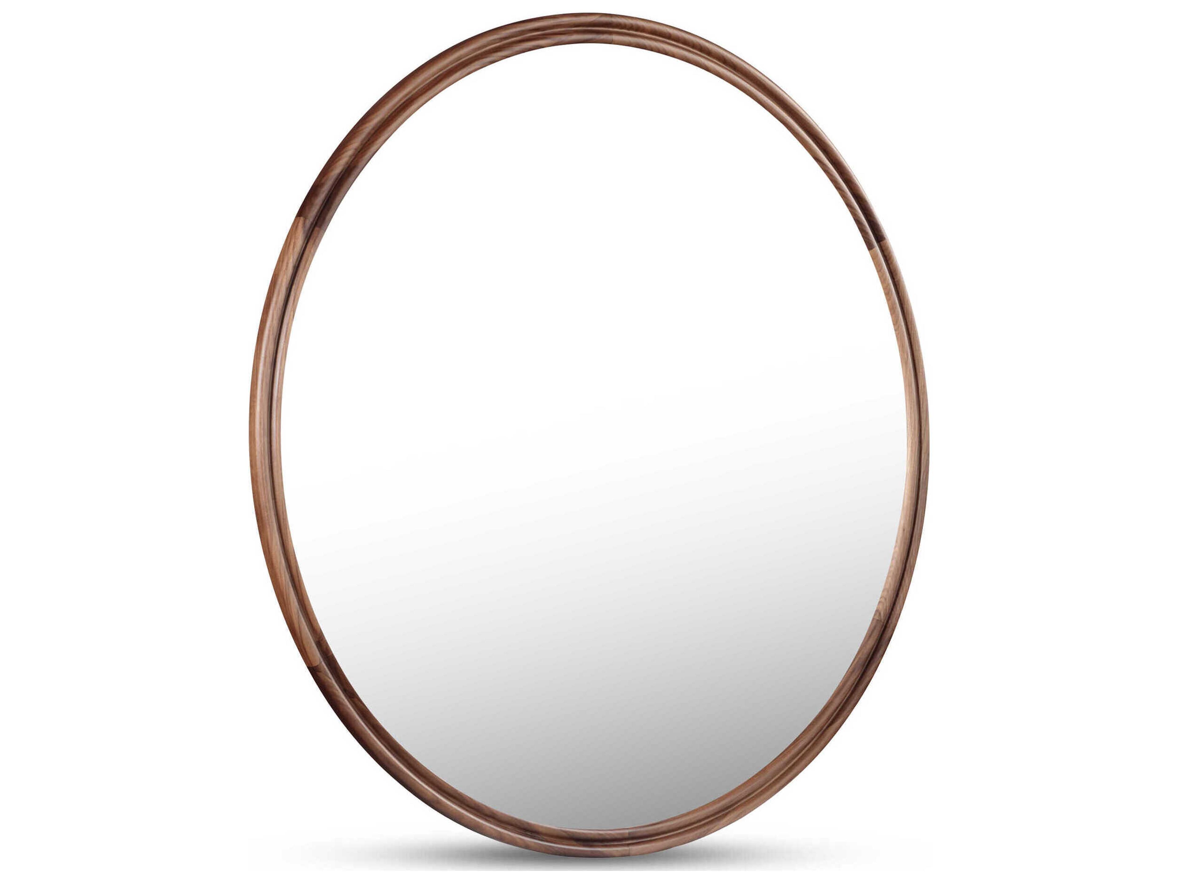 Moe's Home Alcott Natural Walnut Round Wall Mirror