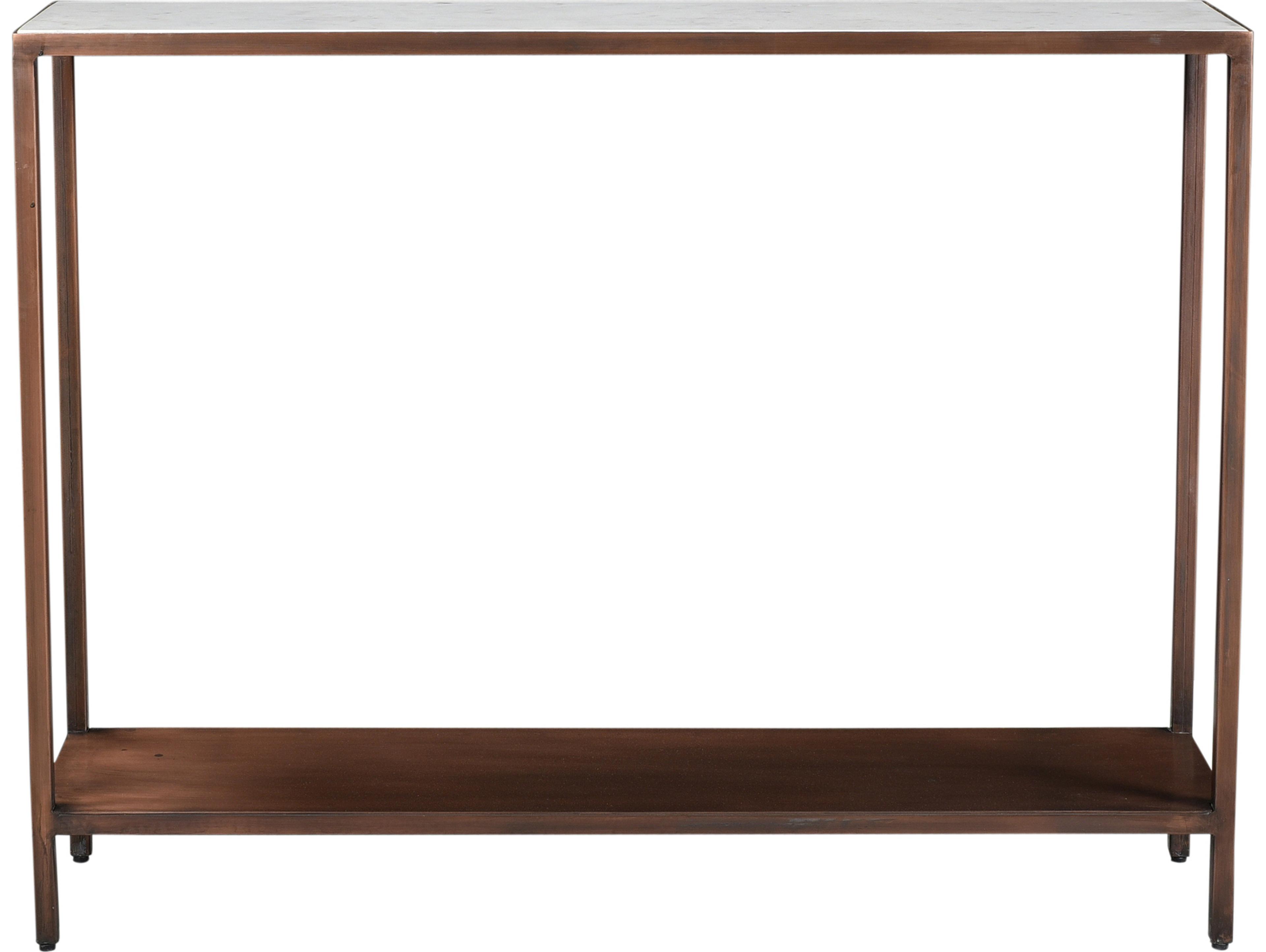 Moe's Home Bottego Rectangular Marble Antique Copper Console Table