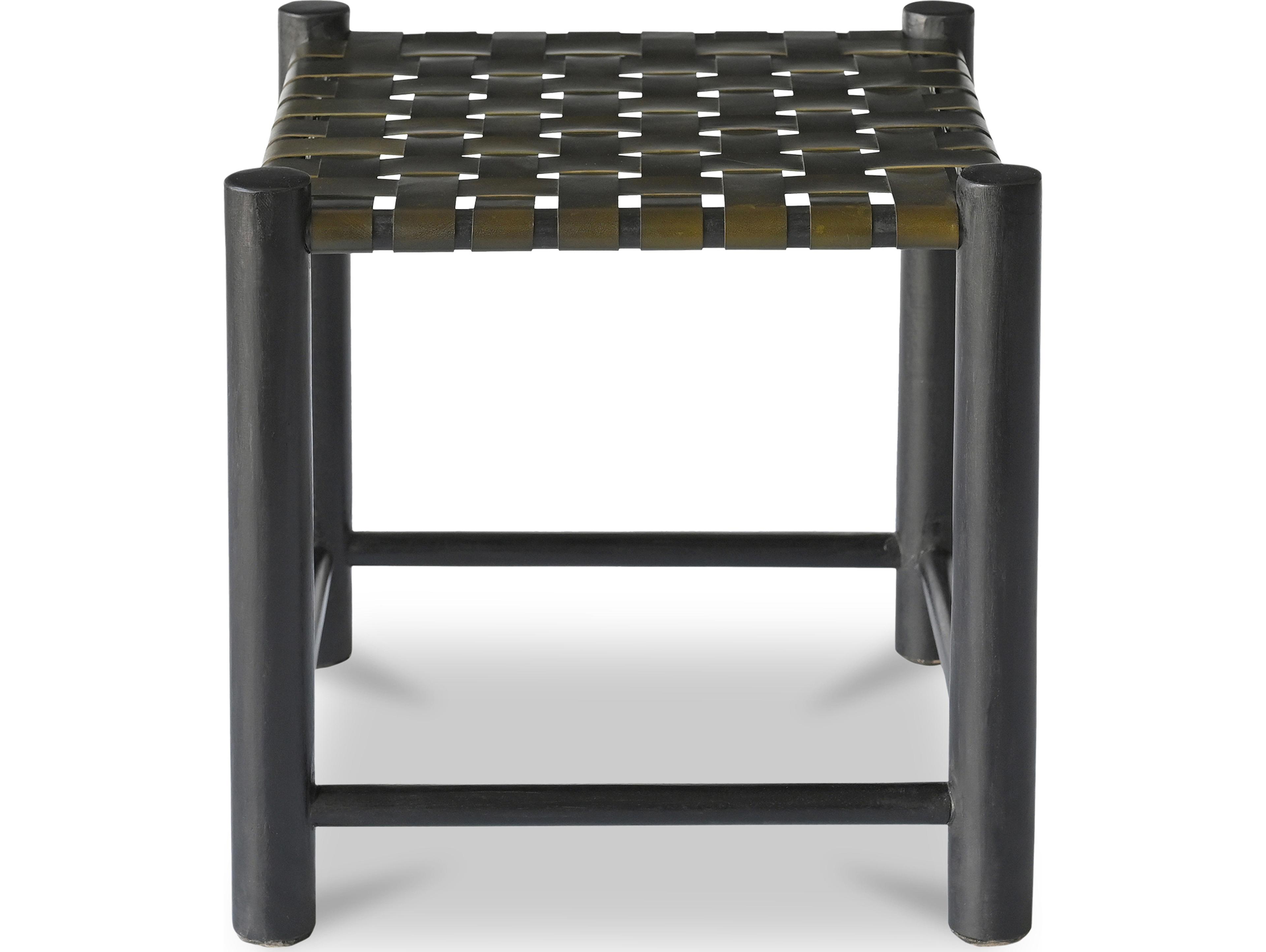 Moe's Home Selby Black Leather Accent Stool