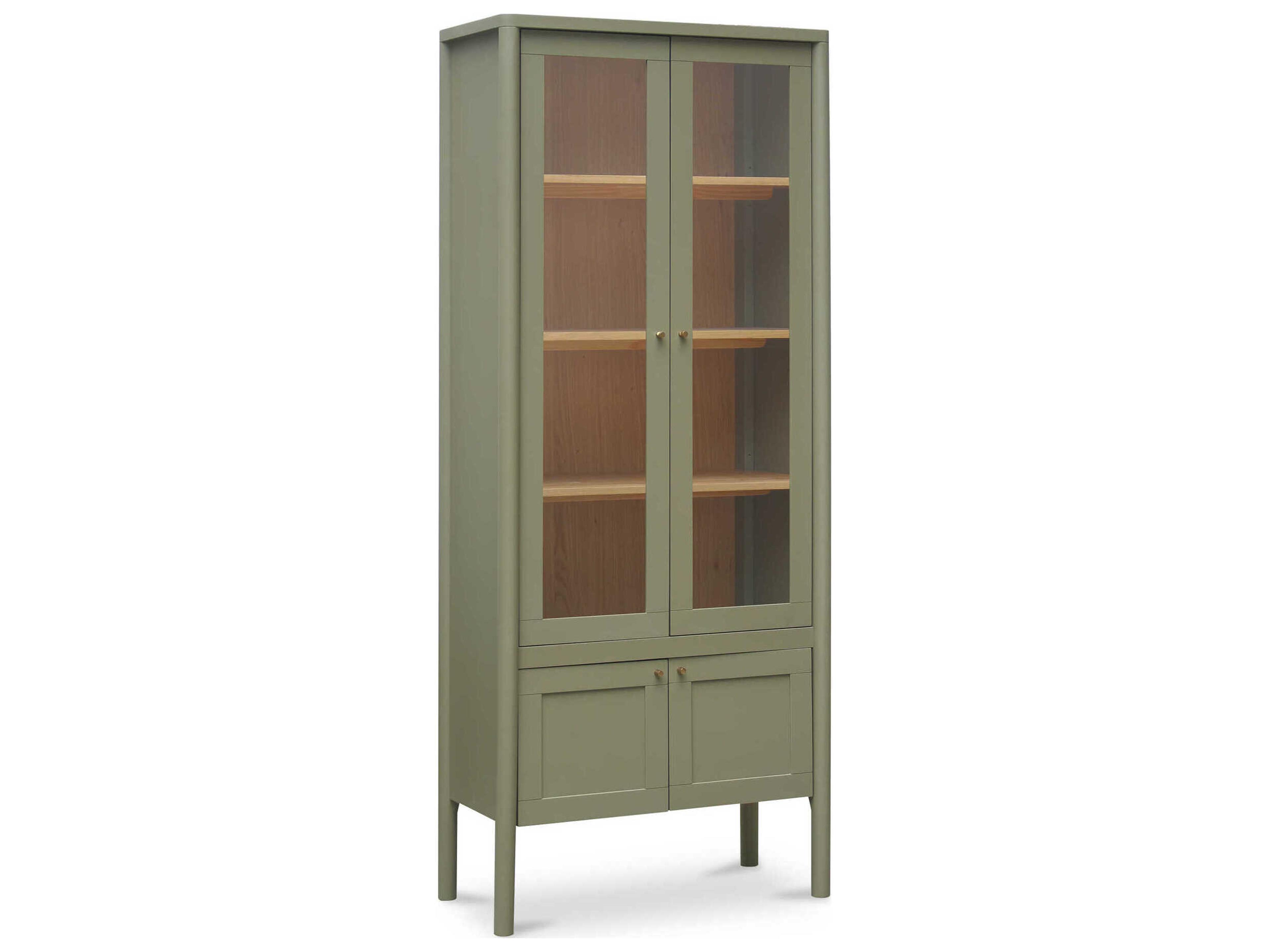 Moe's Home Hannah Oak Wood Green Display Cabinet