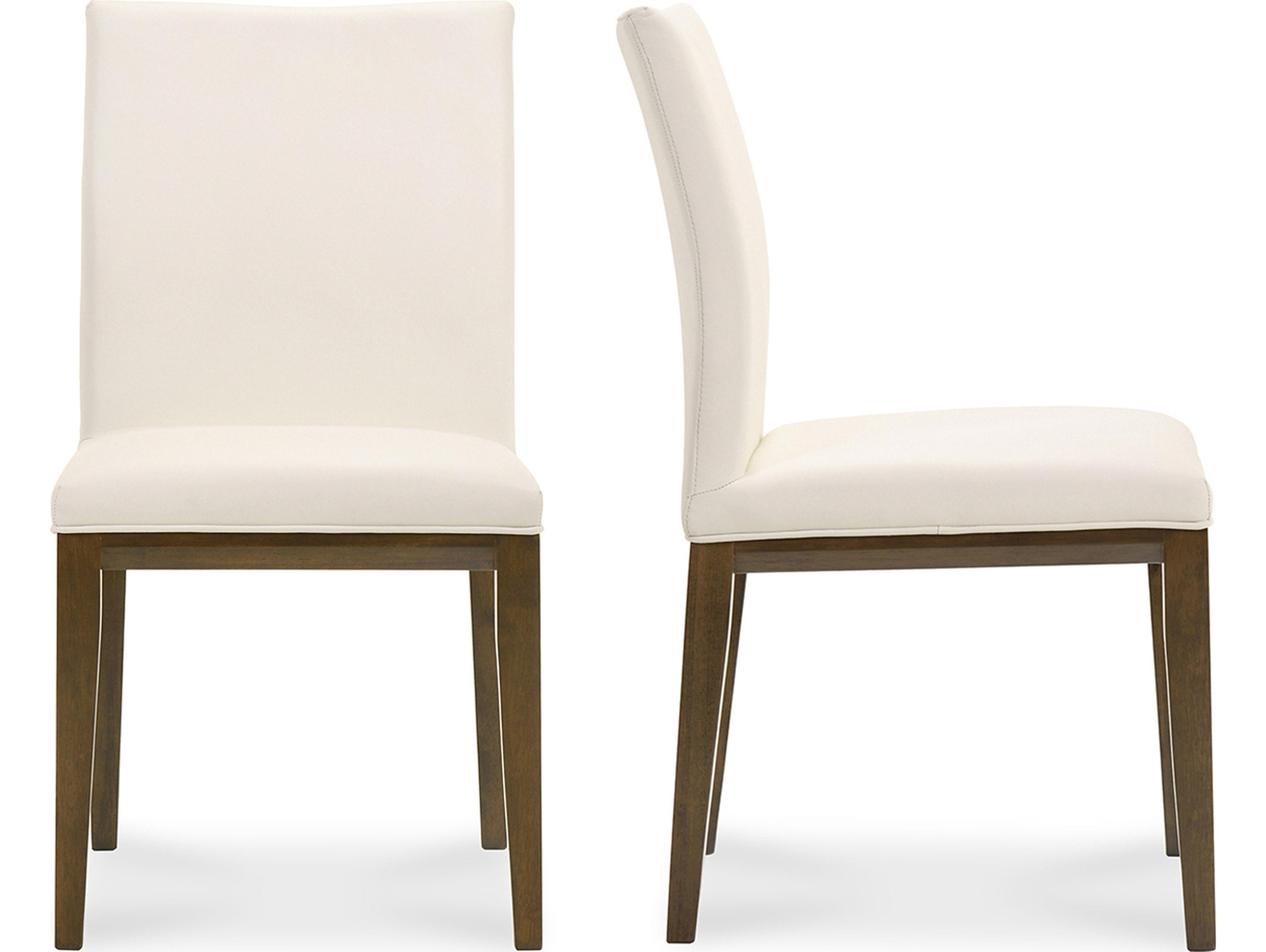Moe's Home Rubberwood White Upholstered Side Dining Chair - Set of Two