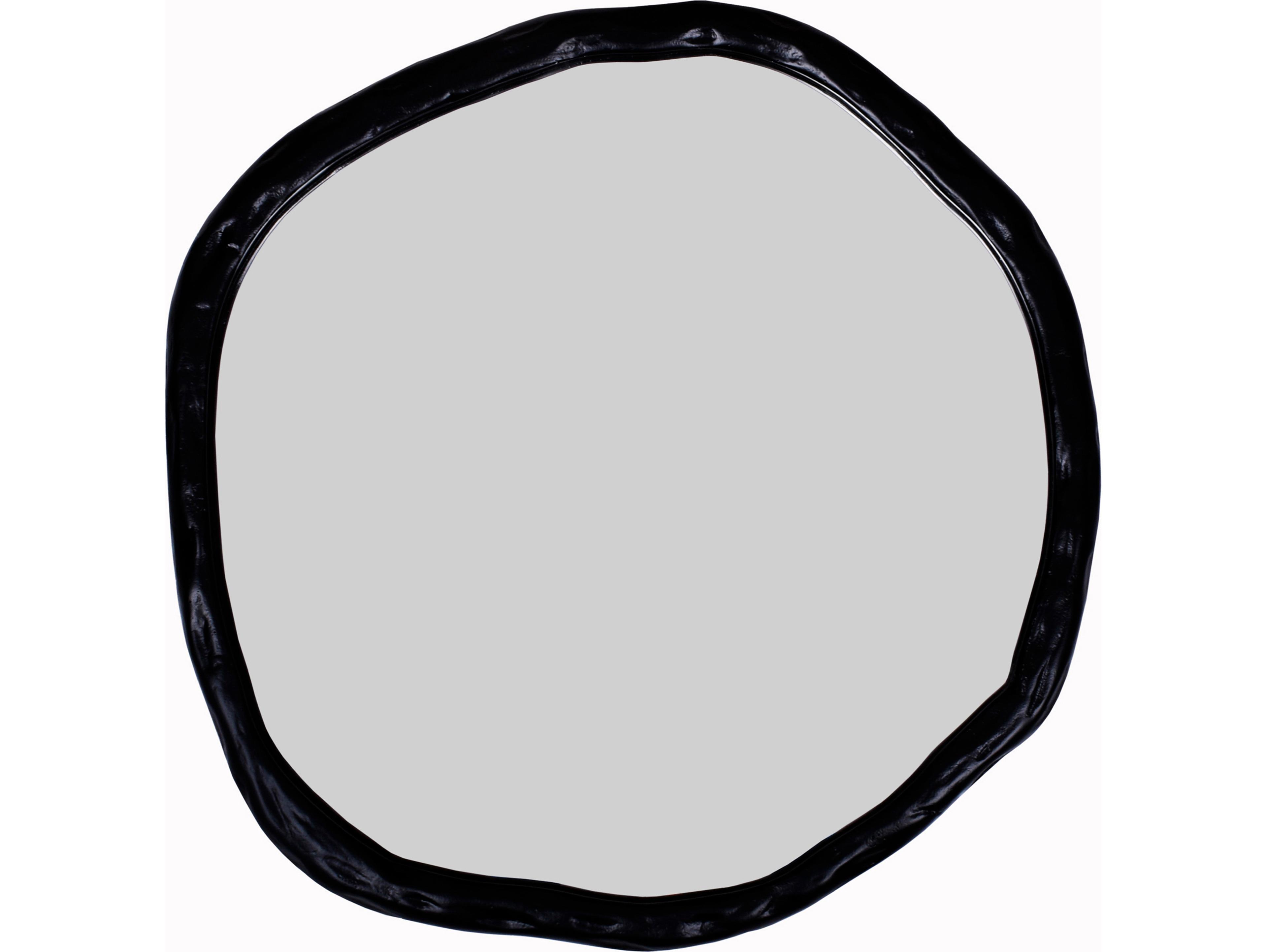 Foundry Black Round Wall Mirror
