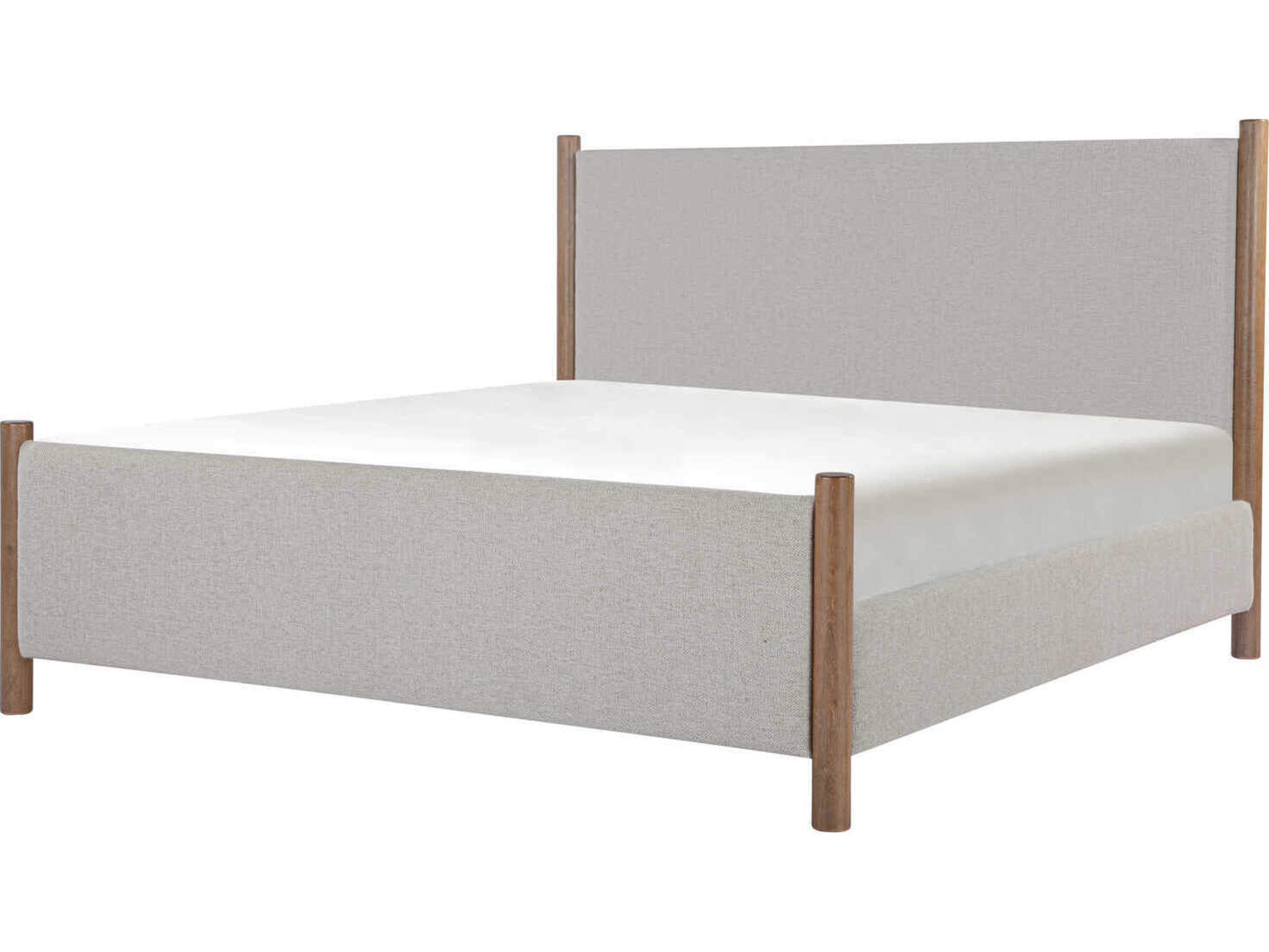 Moe's Home Warren Beige Plywood Upholstered King Four Poster Bed