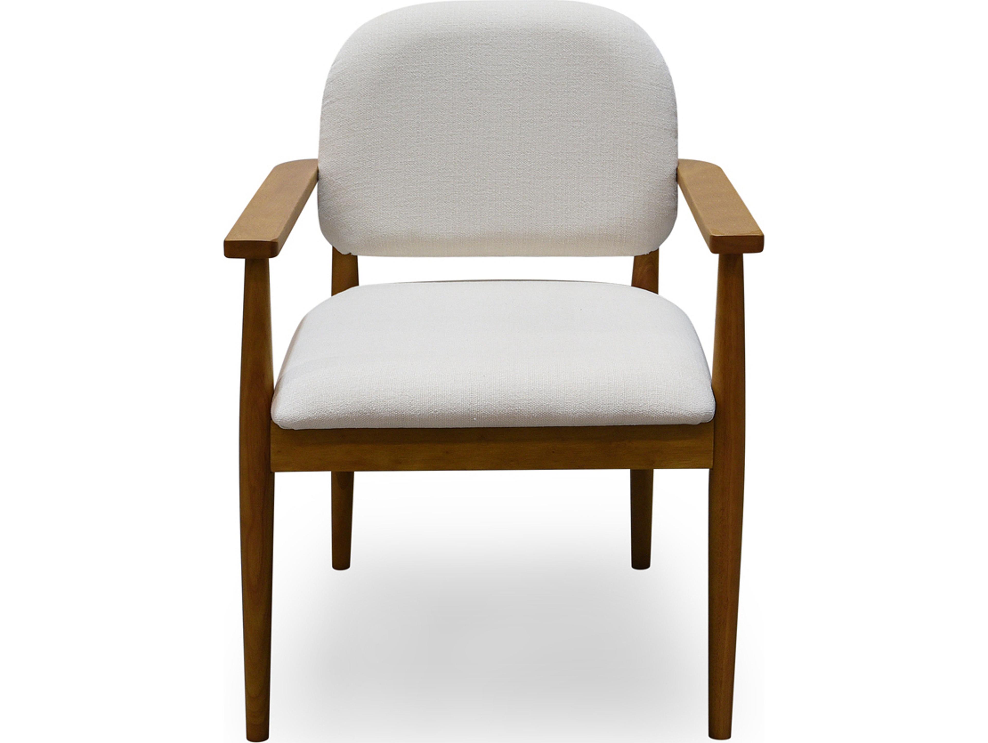 Moe's Home Norrie Rubberwood White Leather Arm Dining Chair