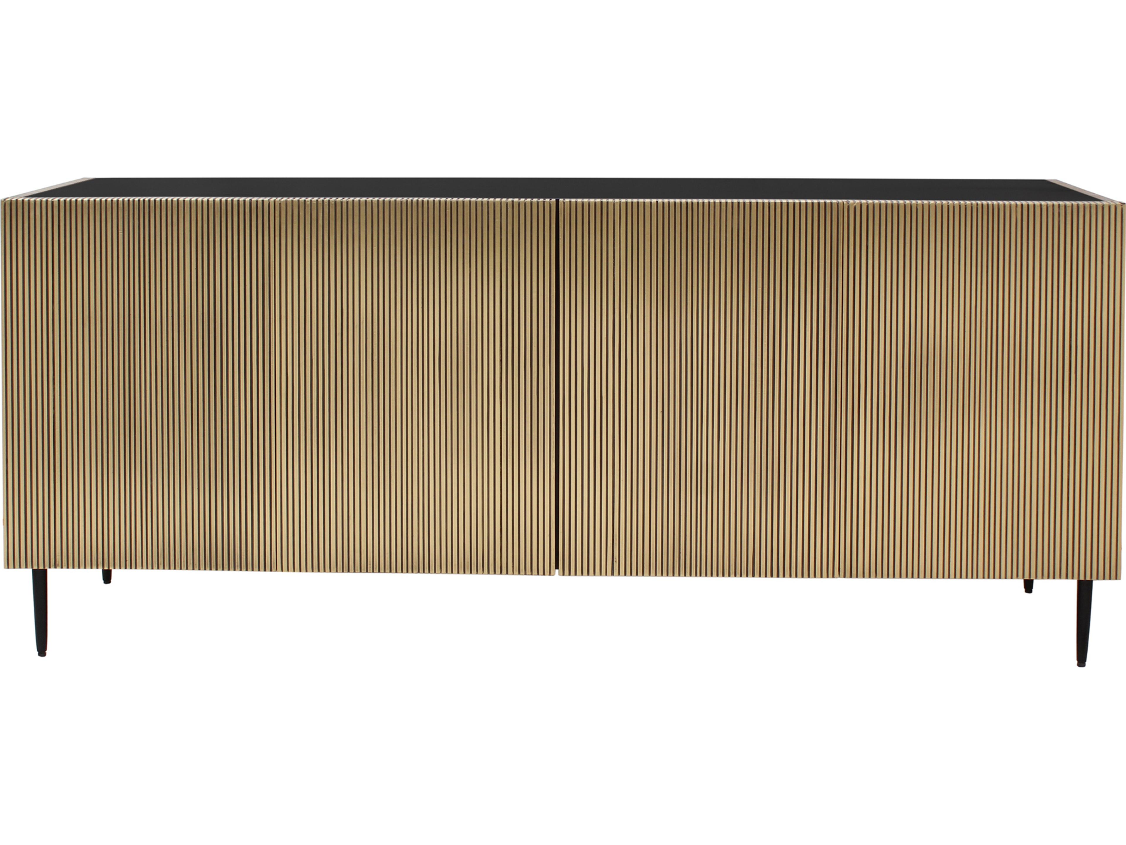 72" Mango Wood Antique Brass Black Sideboard