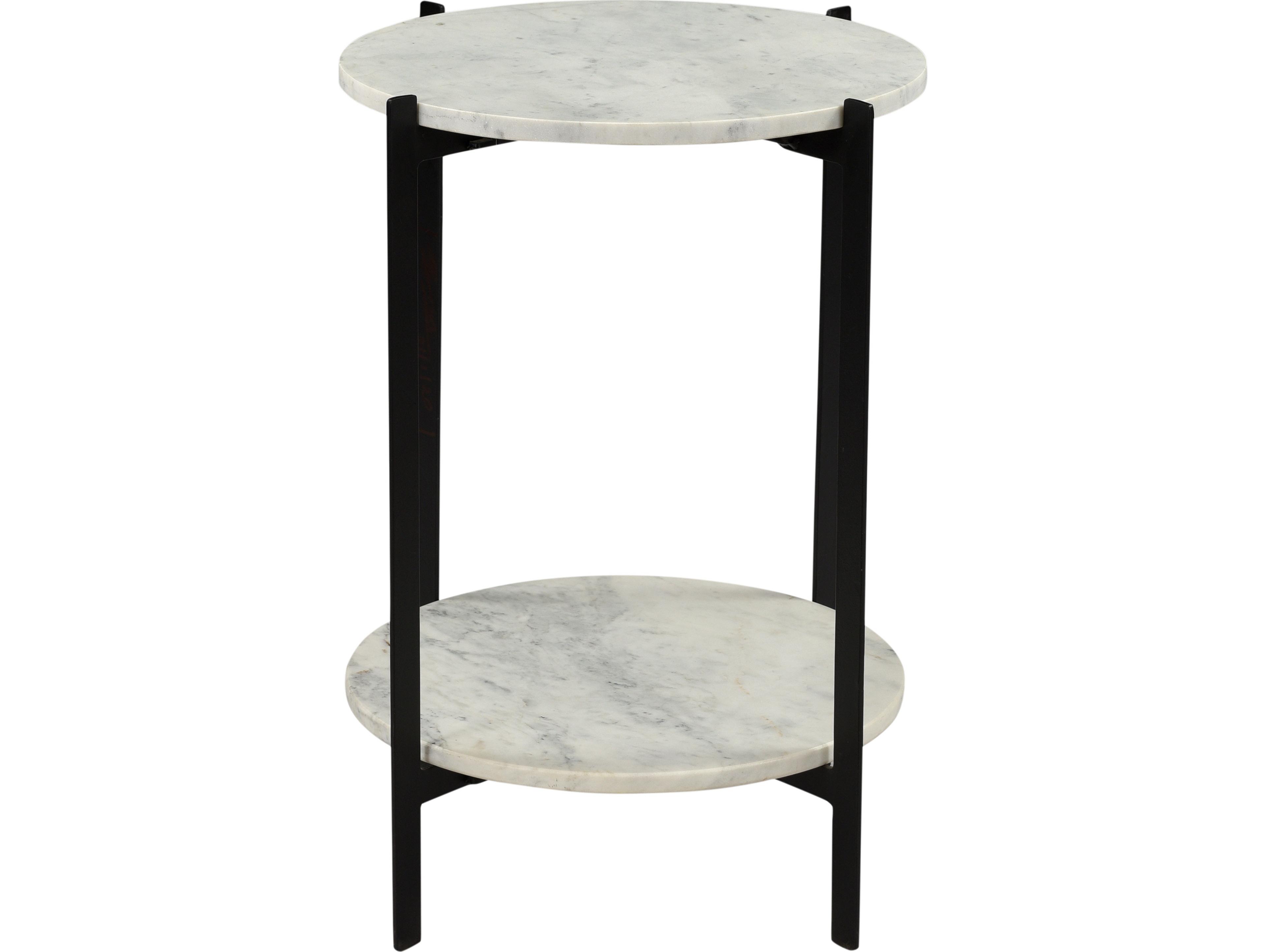 Moe's Home Round White Marble Black Matte End Table