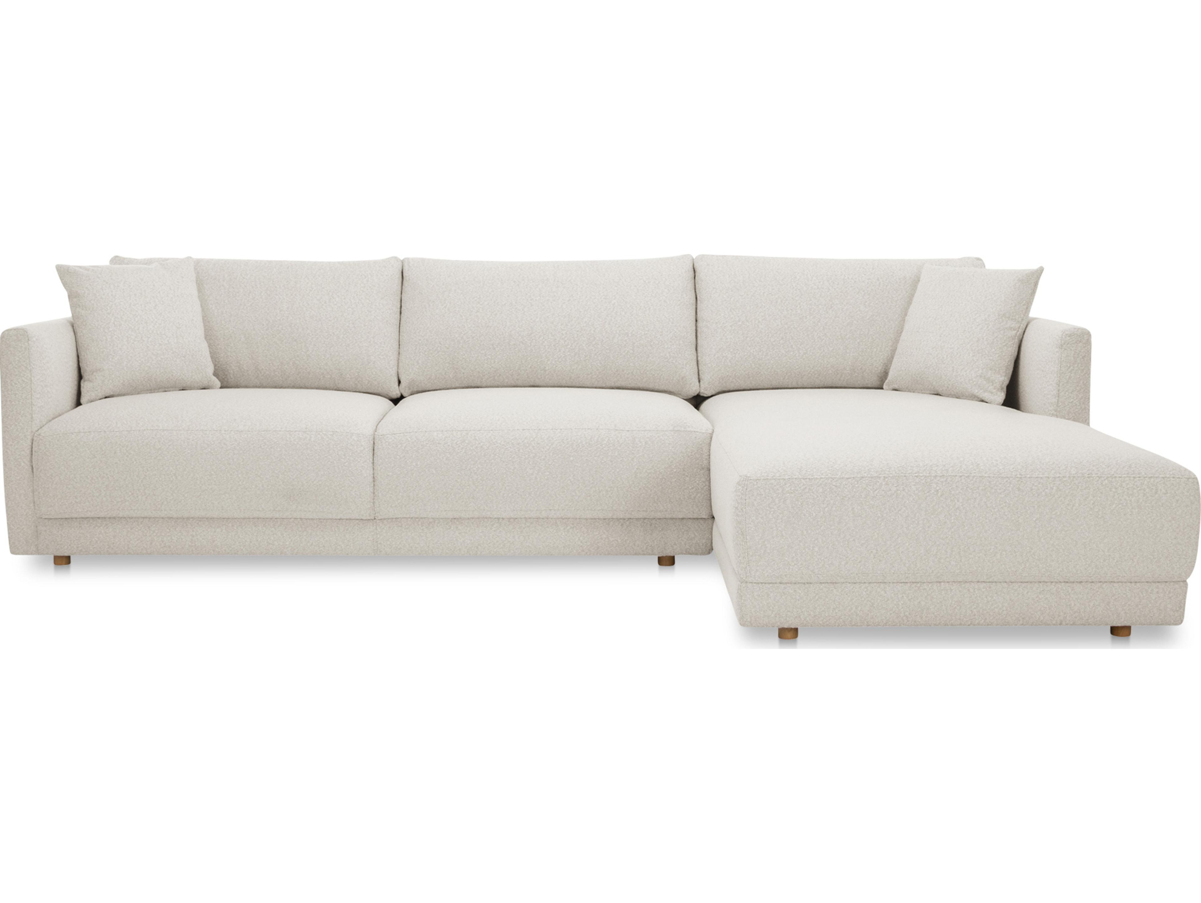 Moe's Home Bryn White Upholstered Sectional Sofa with RAF Chaise