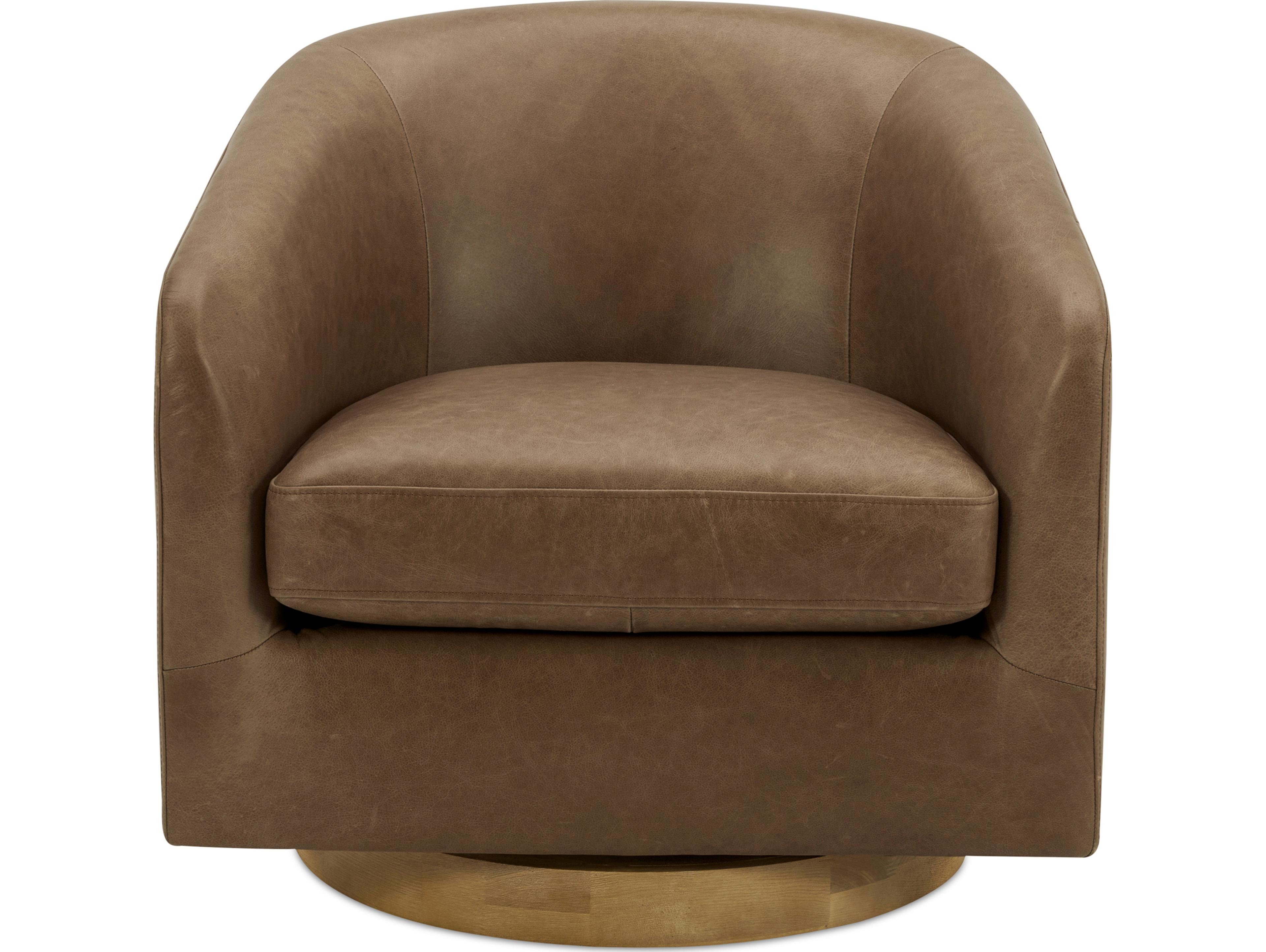 Moe's Home Oscy Swivel Brown Leather Accent Chair