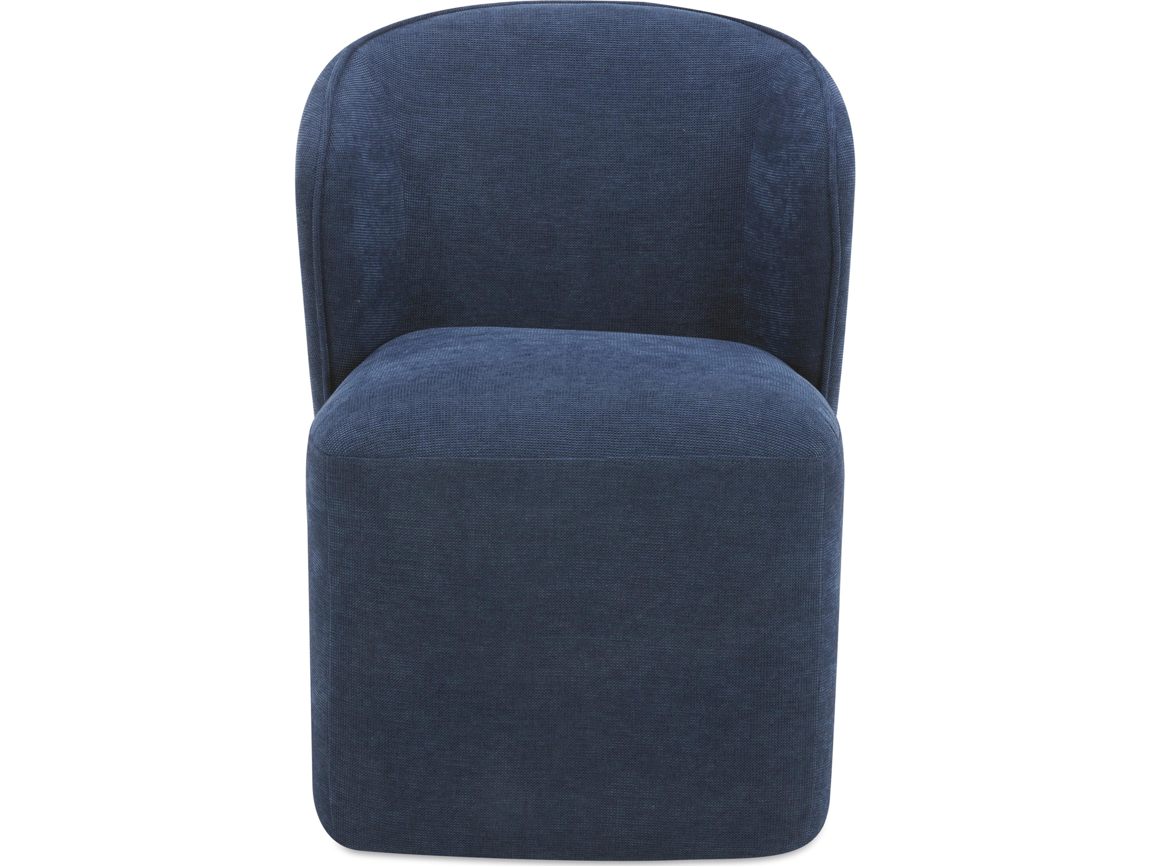 Moe's Home Larson Rolling Blue Upholstered Side Dining Chair