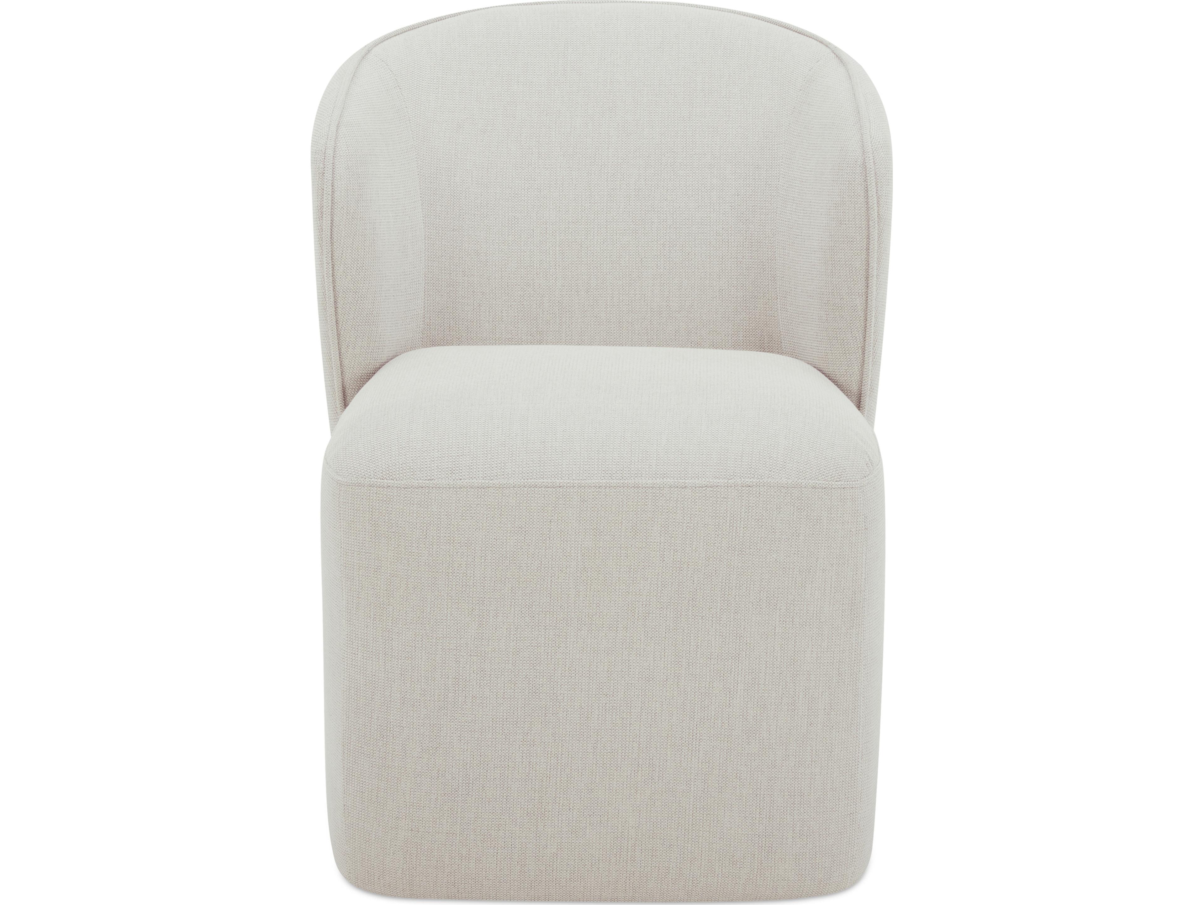 Moe's Home Larson Rolling White Upholstered Side Dining Chair