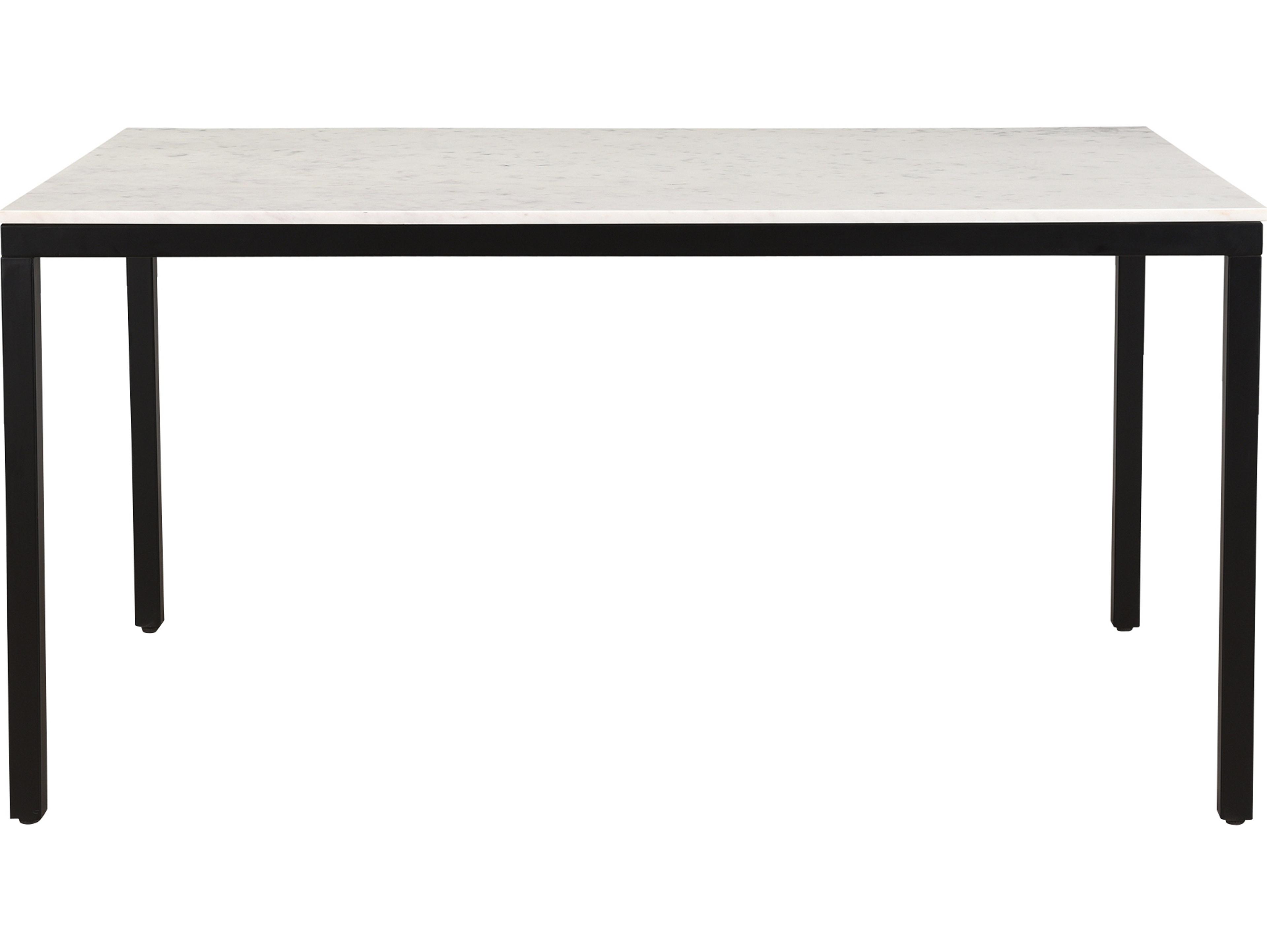 Parson Rectangular White Marble Black Dining Table