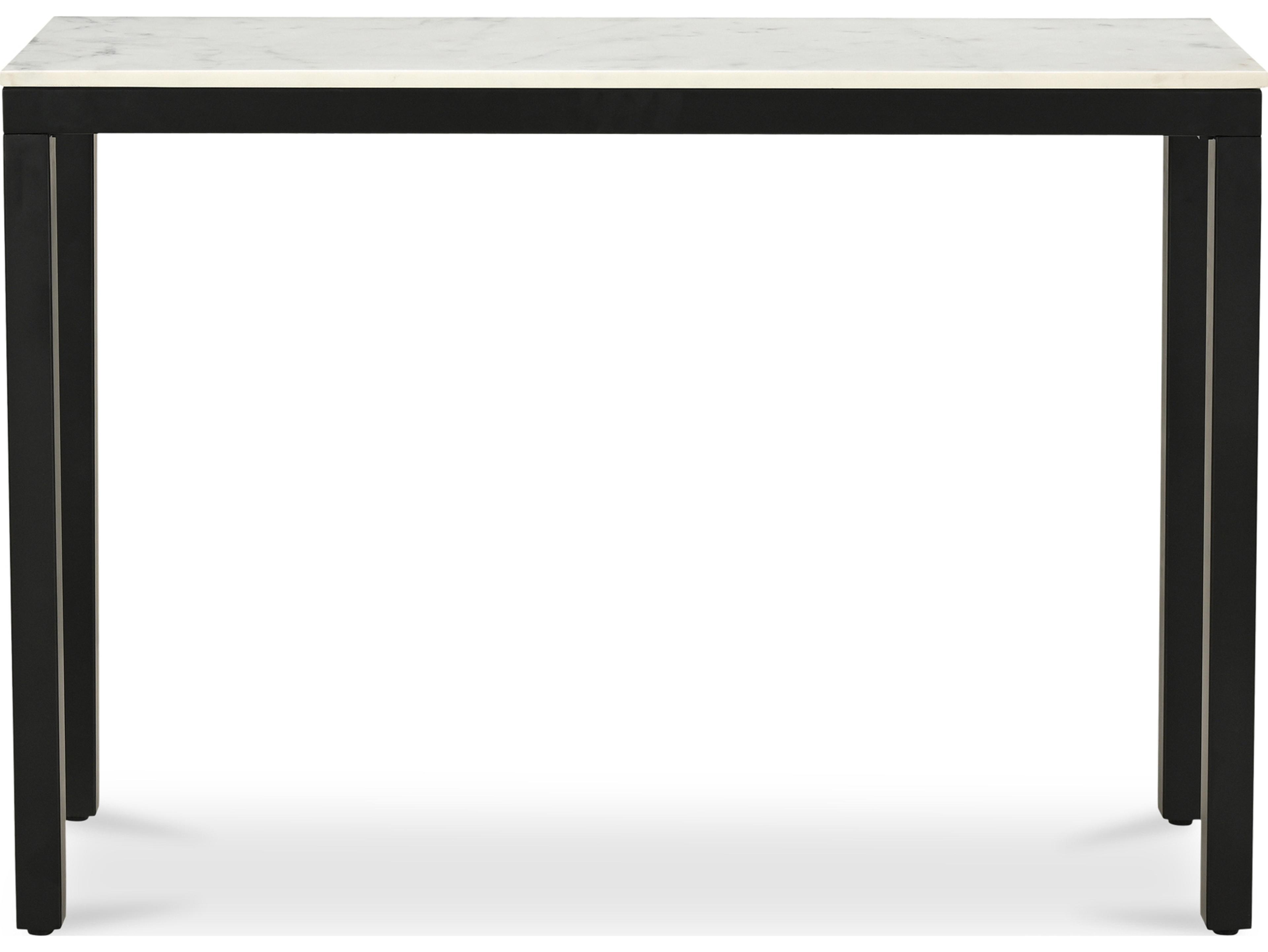 Moe's Home Parson Rectangular White Marble Black Console Table