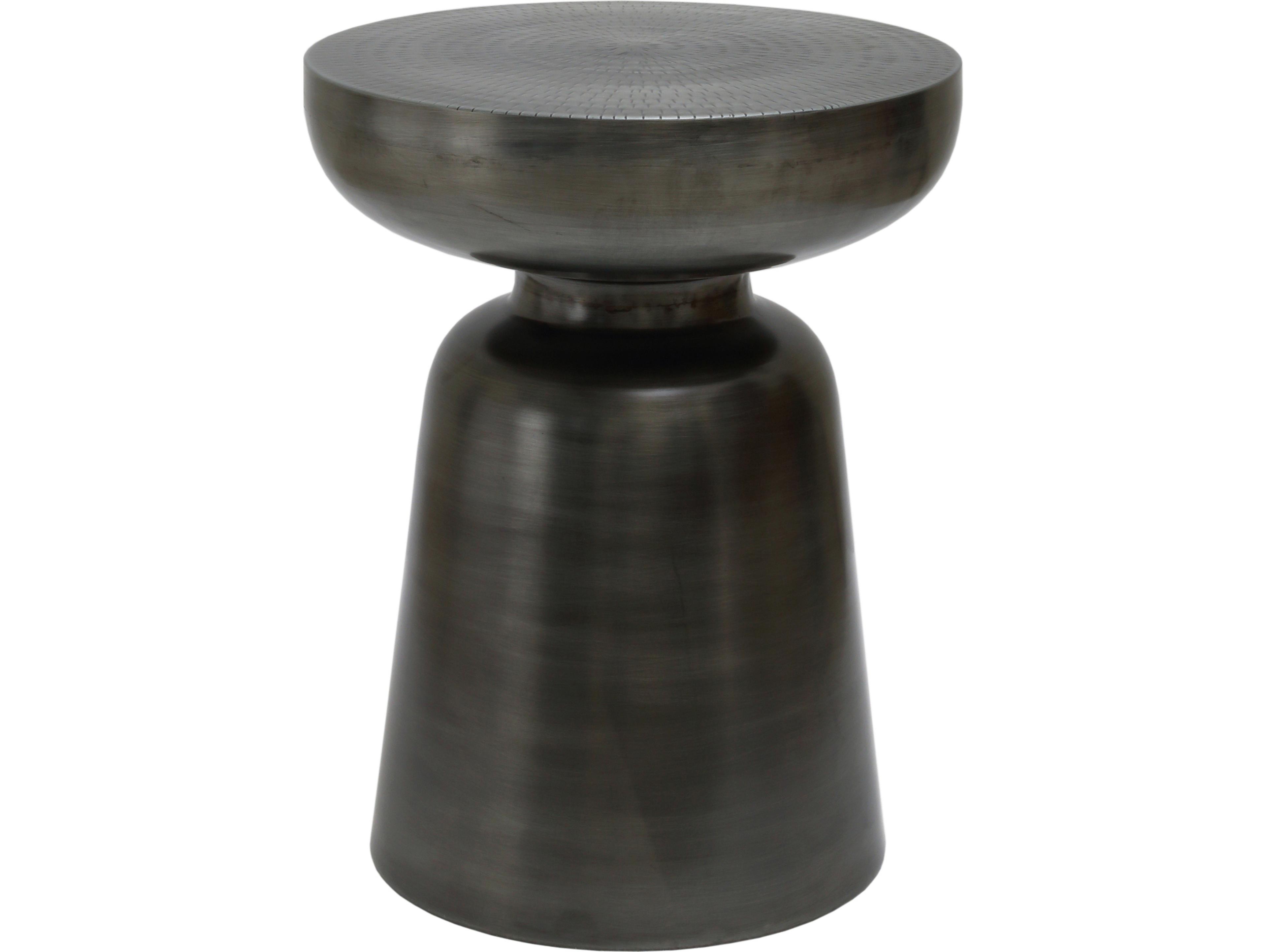 Moe's Home Arthur Round Metal Antique Nickel End Table