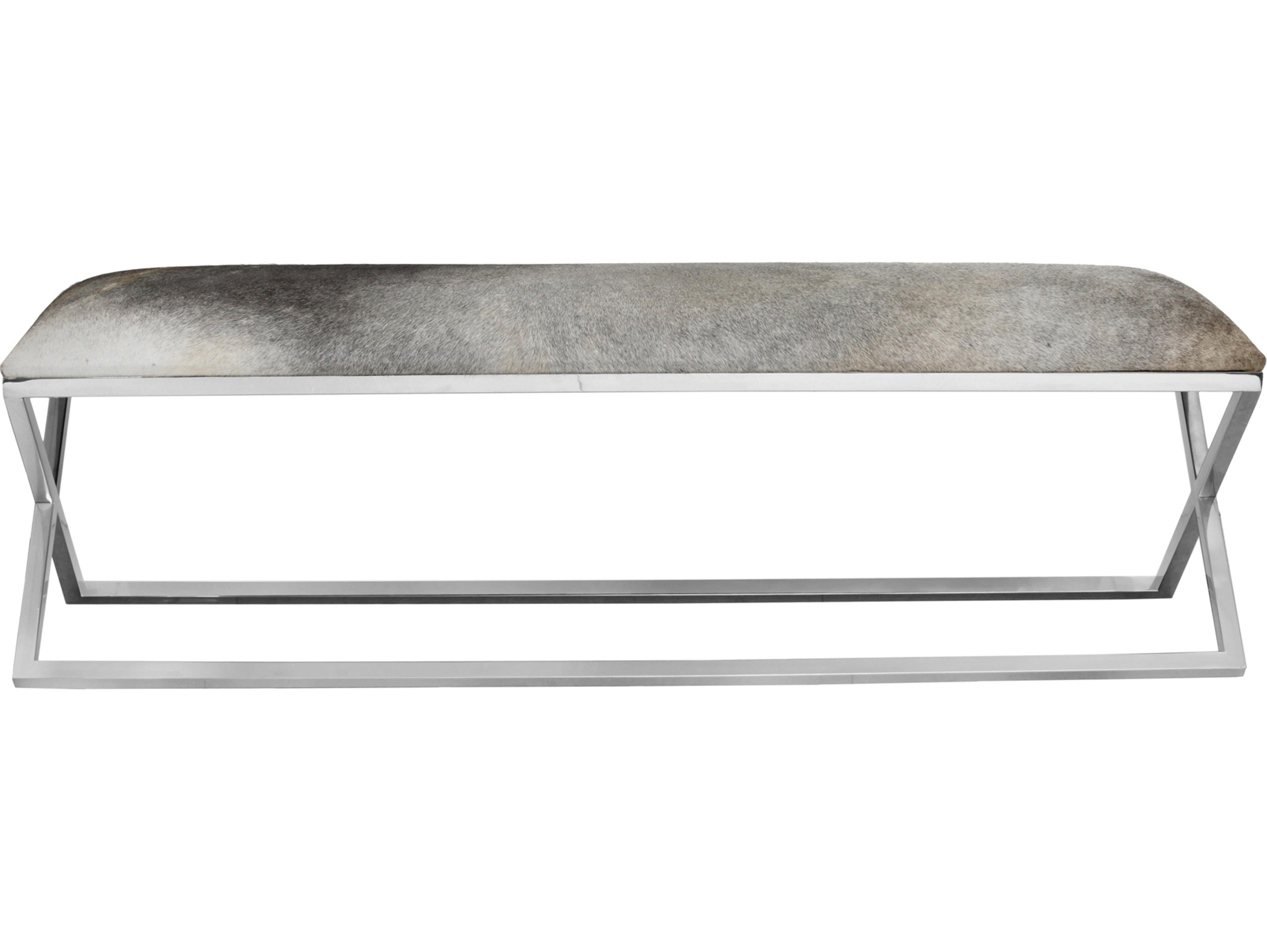 Moe's Home Rossi Grey Leather Accent Bench