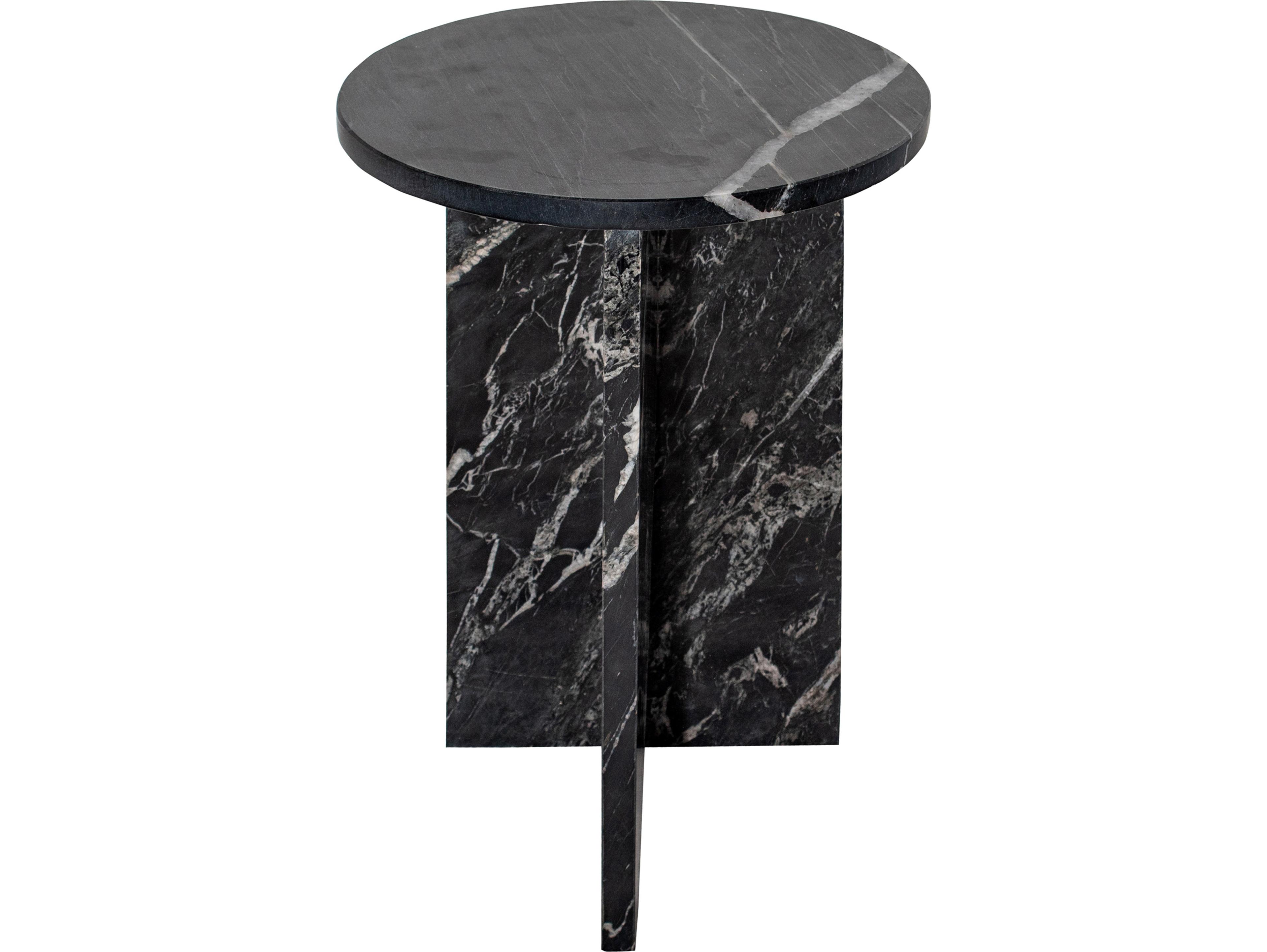 Moe's Home Grace Round Marble Black End Table