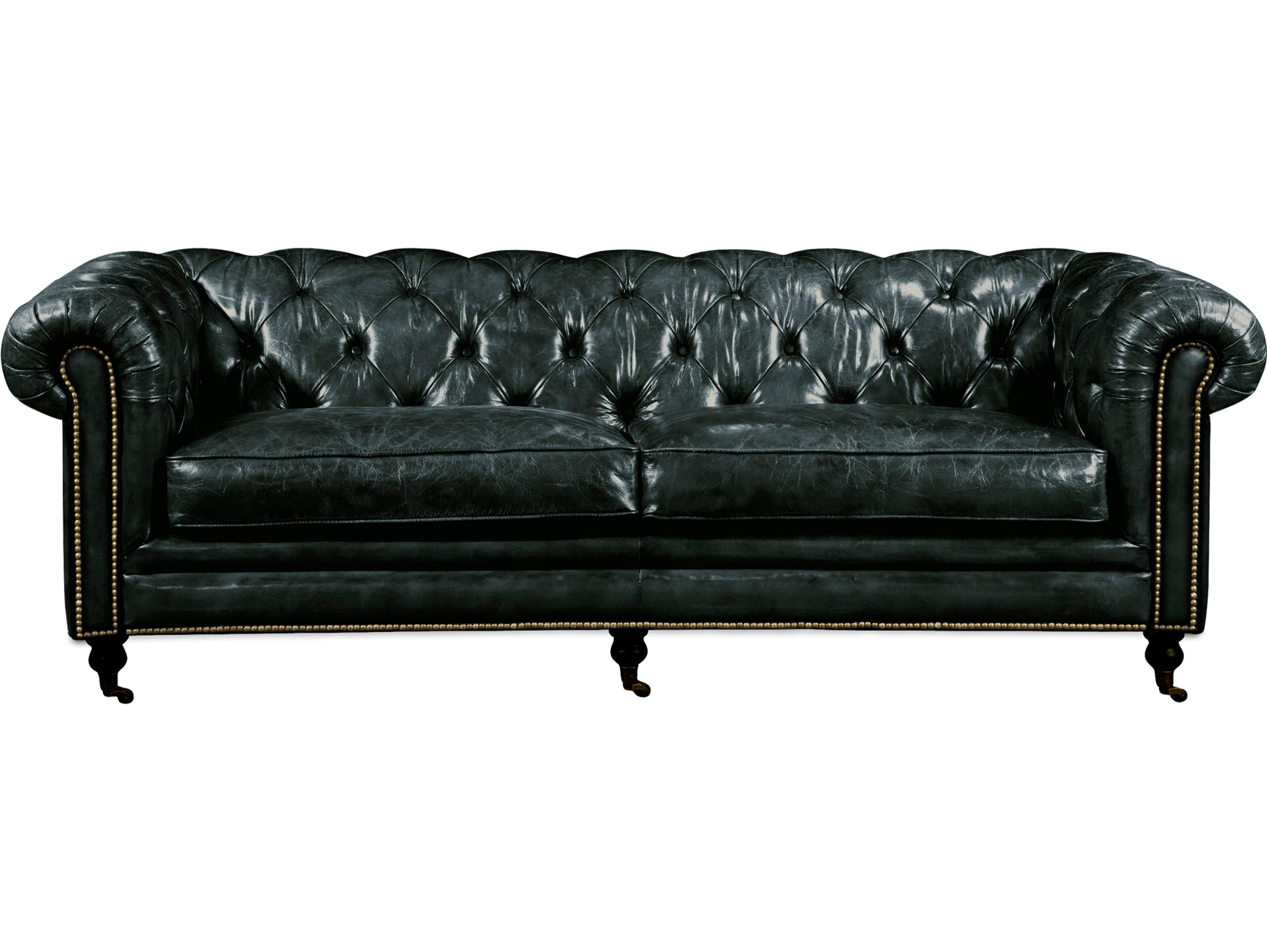 Moe's Home Birmingham Tufted Black Leather Sofa