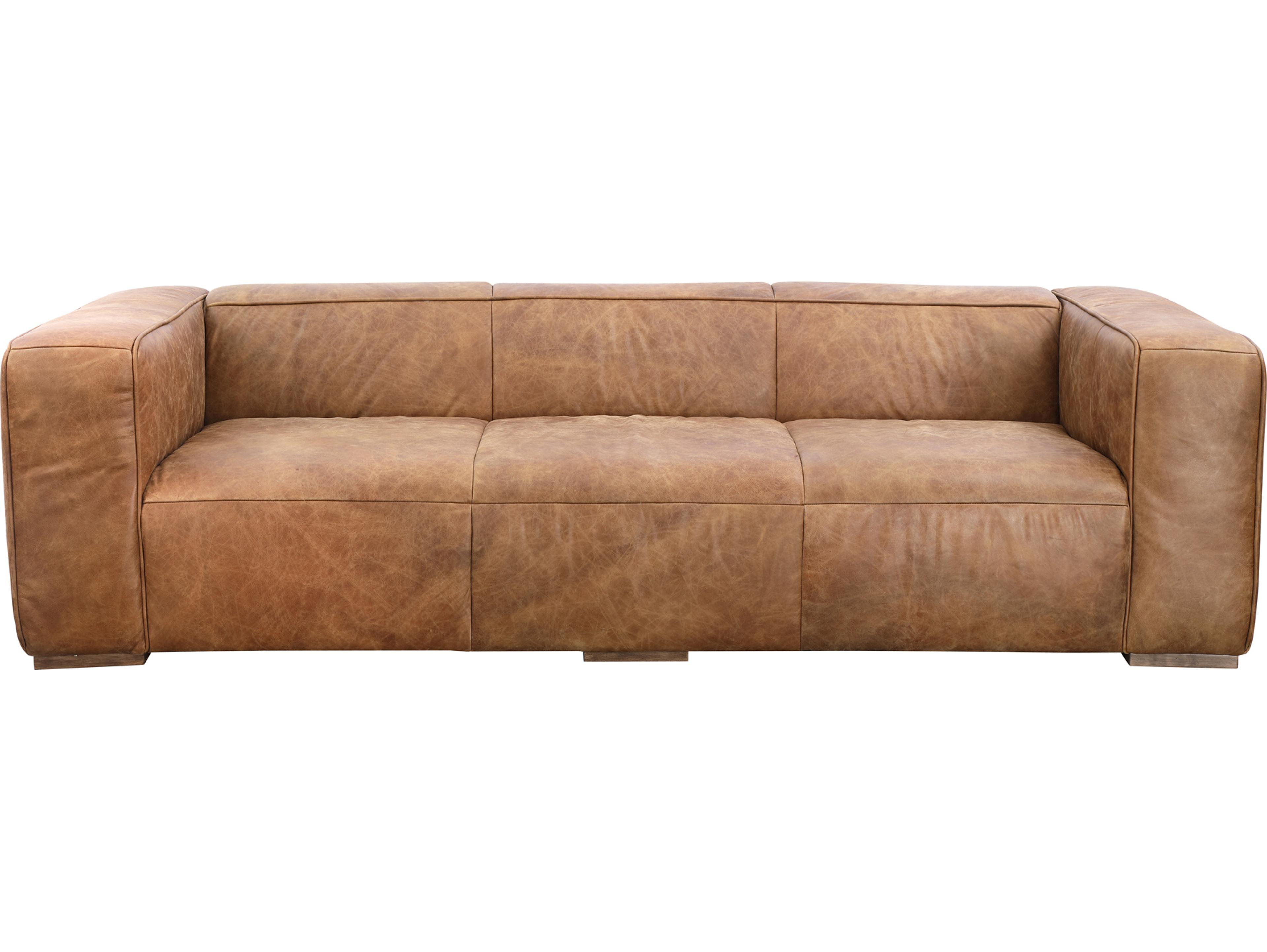 Moe's Home Cappuccino Brown Leather Sofa