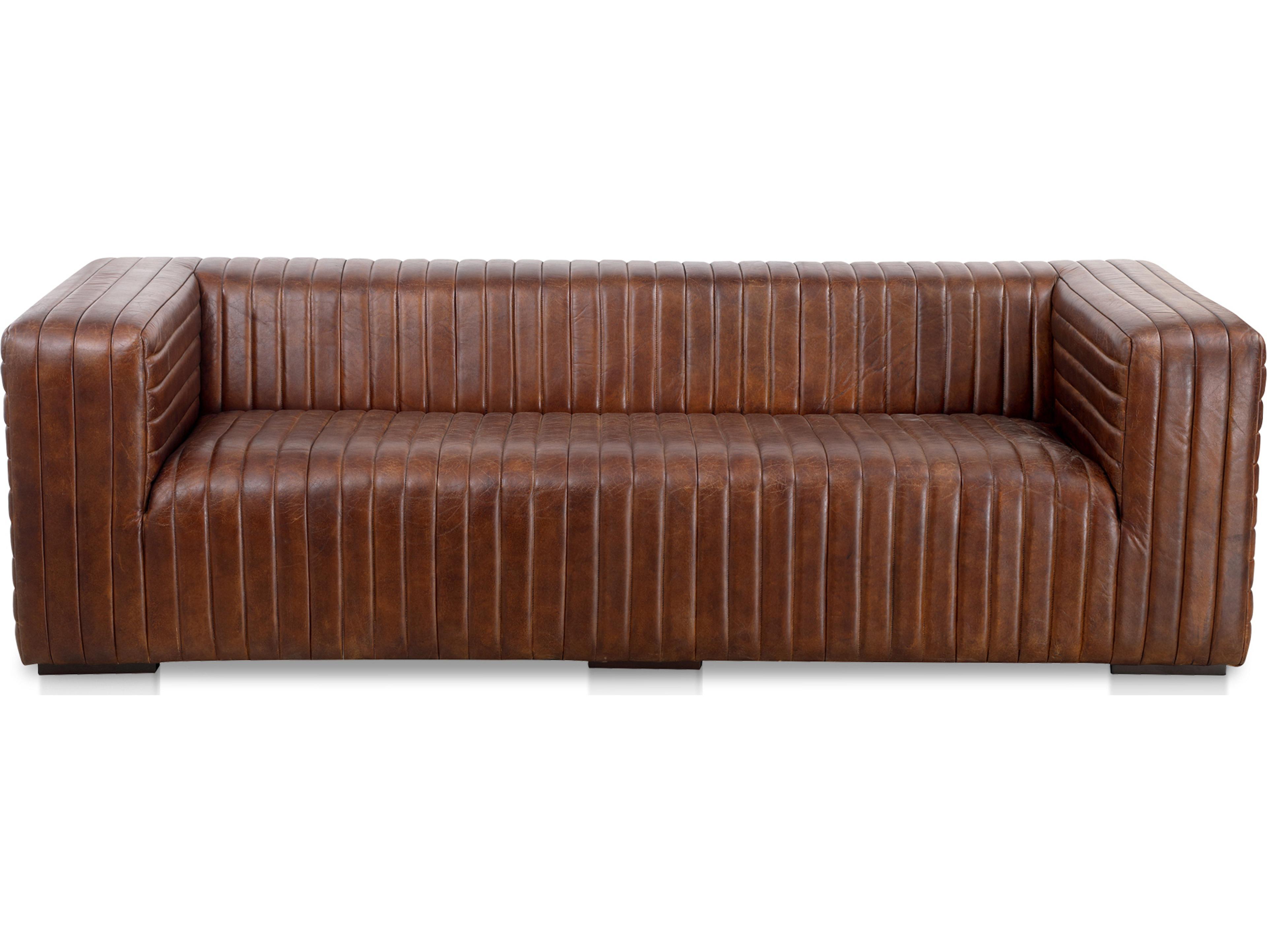 Moe's Home Castle Brown Leather Sofa
