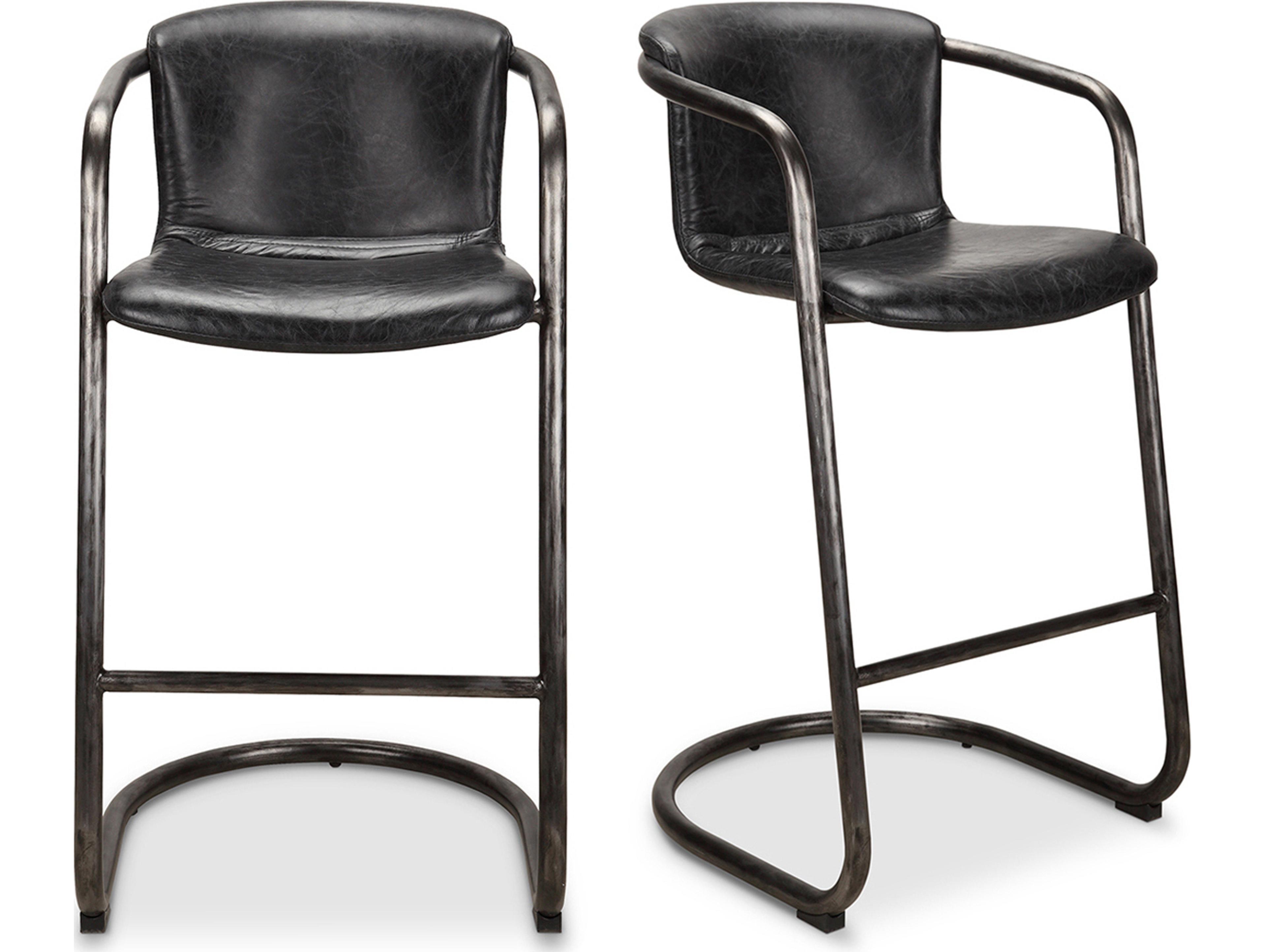 Moe's Home Freeman Leather Bar Stool - Set of Two