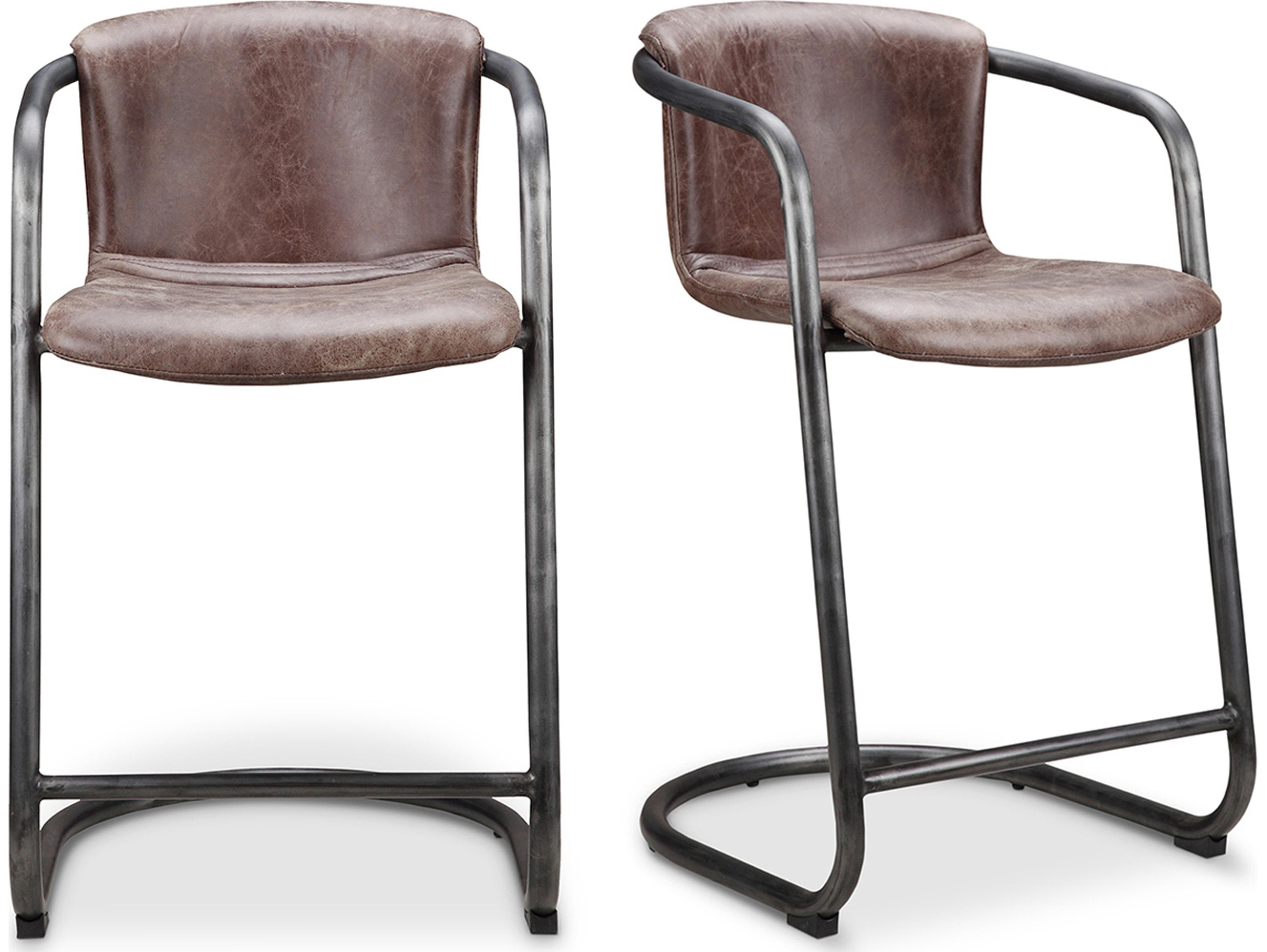 Moe's Home Freeman Leather Counter Stool - Set of Two