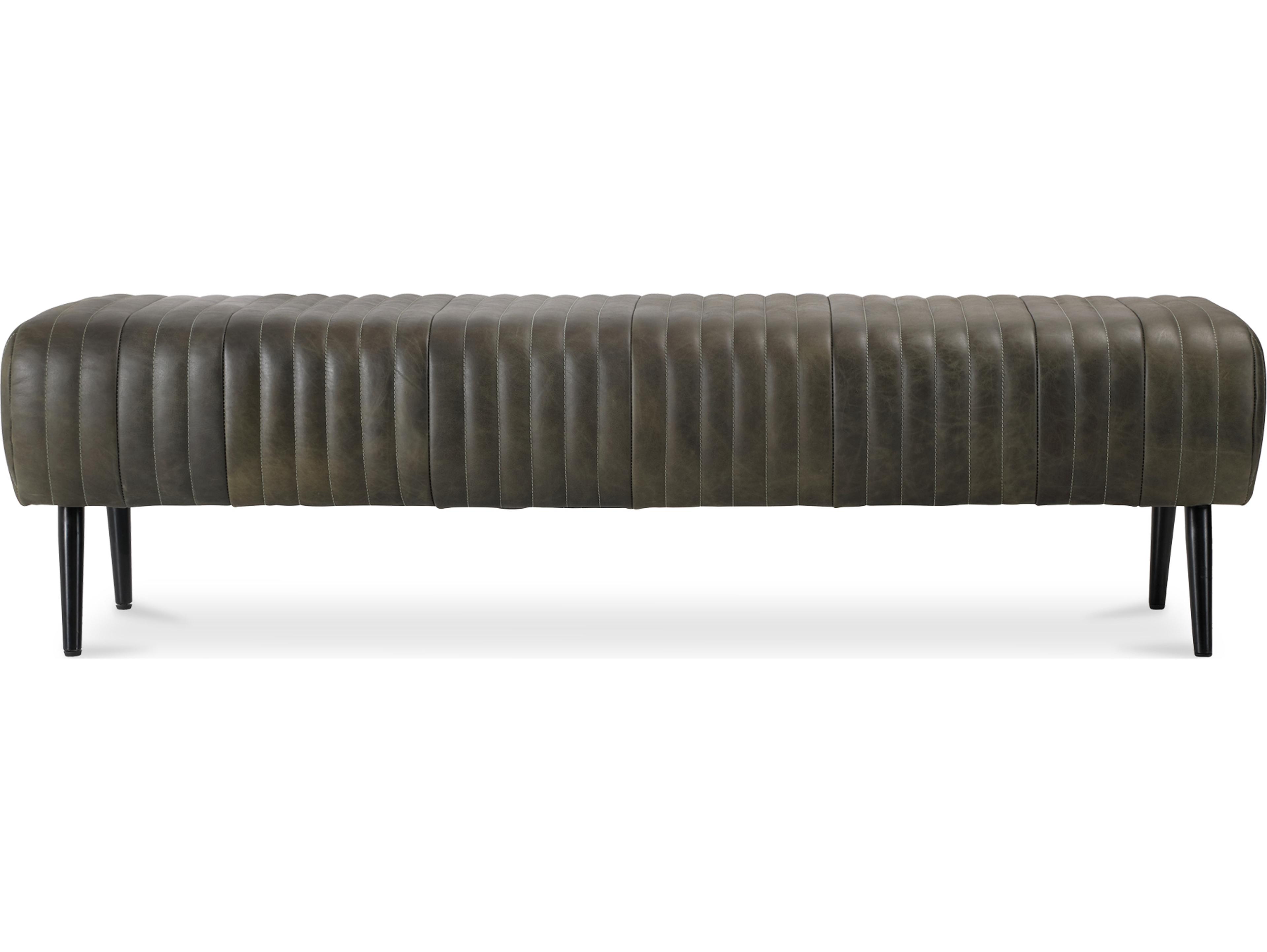 Moe's Home Endora Olive Green Leather Accent Bench