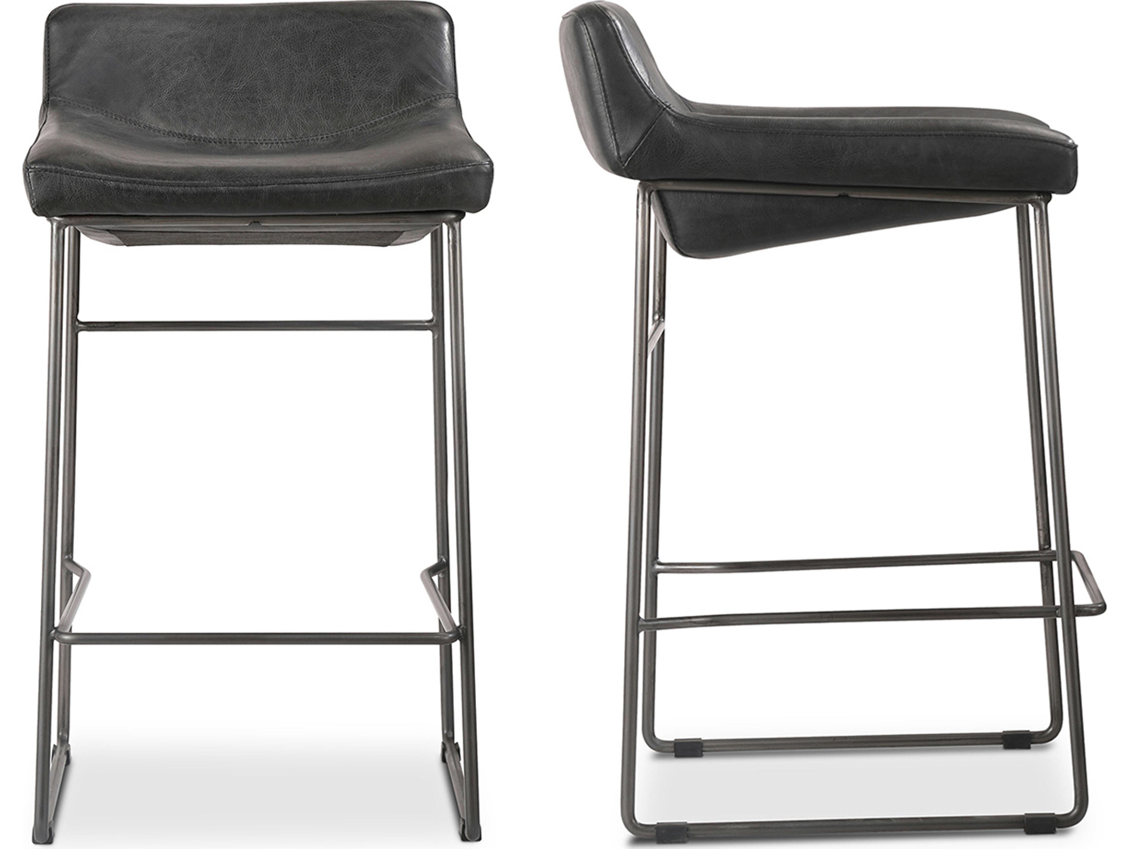 Moe's Home Leather Black Counter Stool - Set of Two