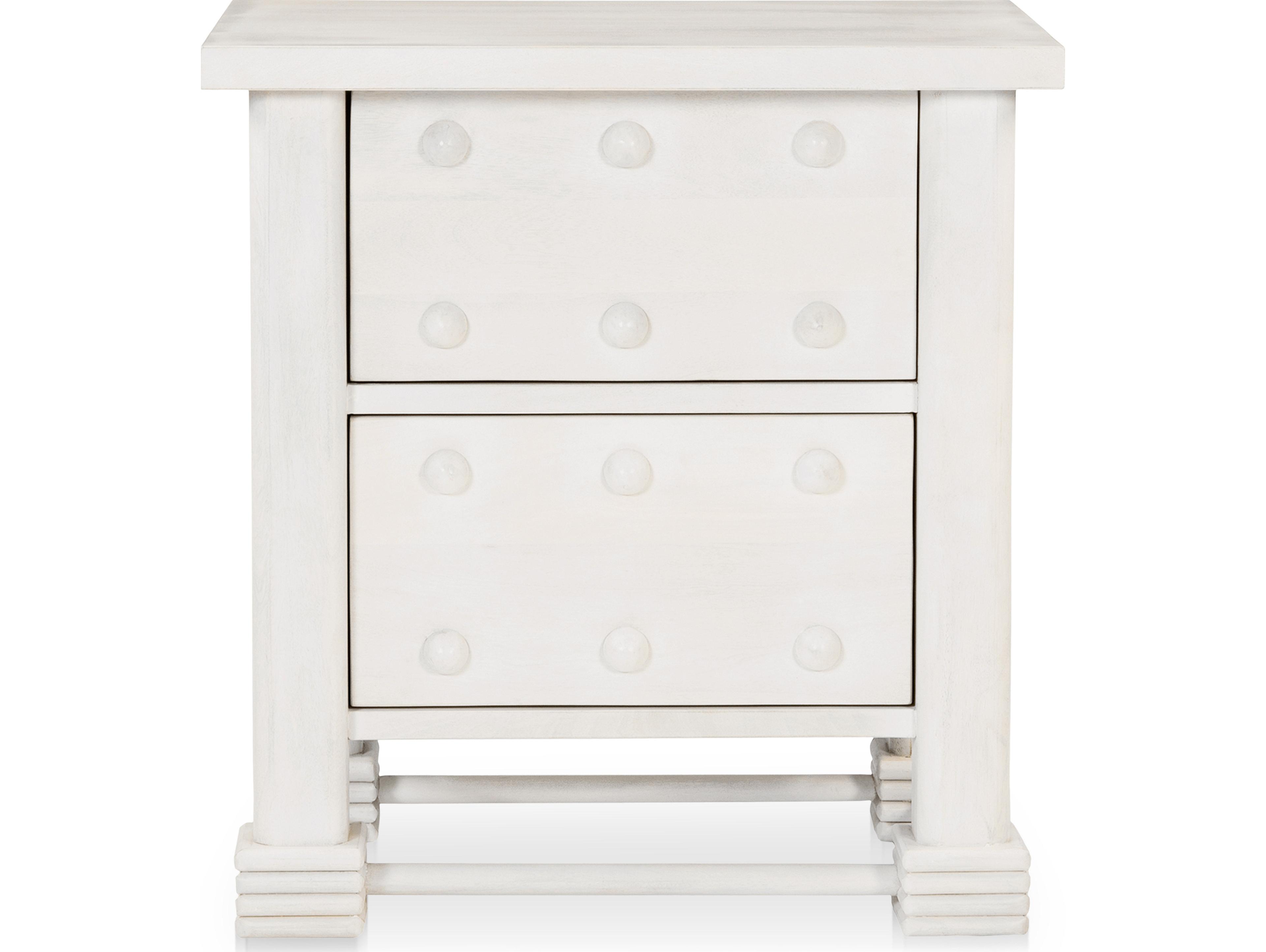 Moe's Home Clement 2-Drawers White Mango Wood Nightstand