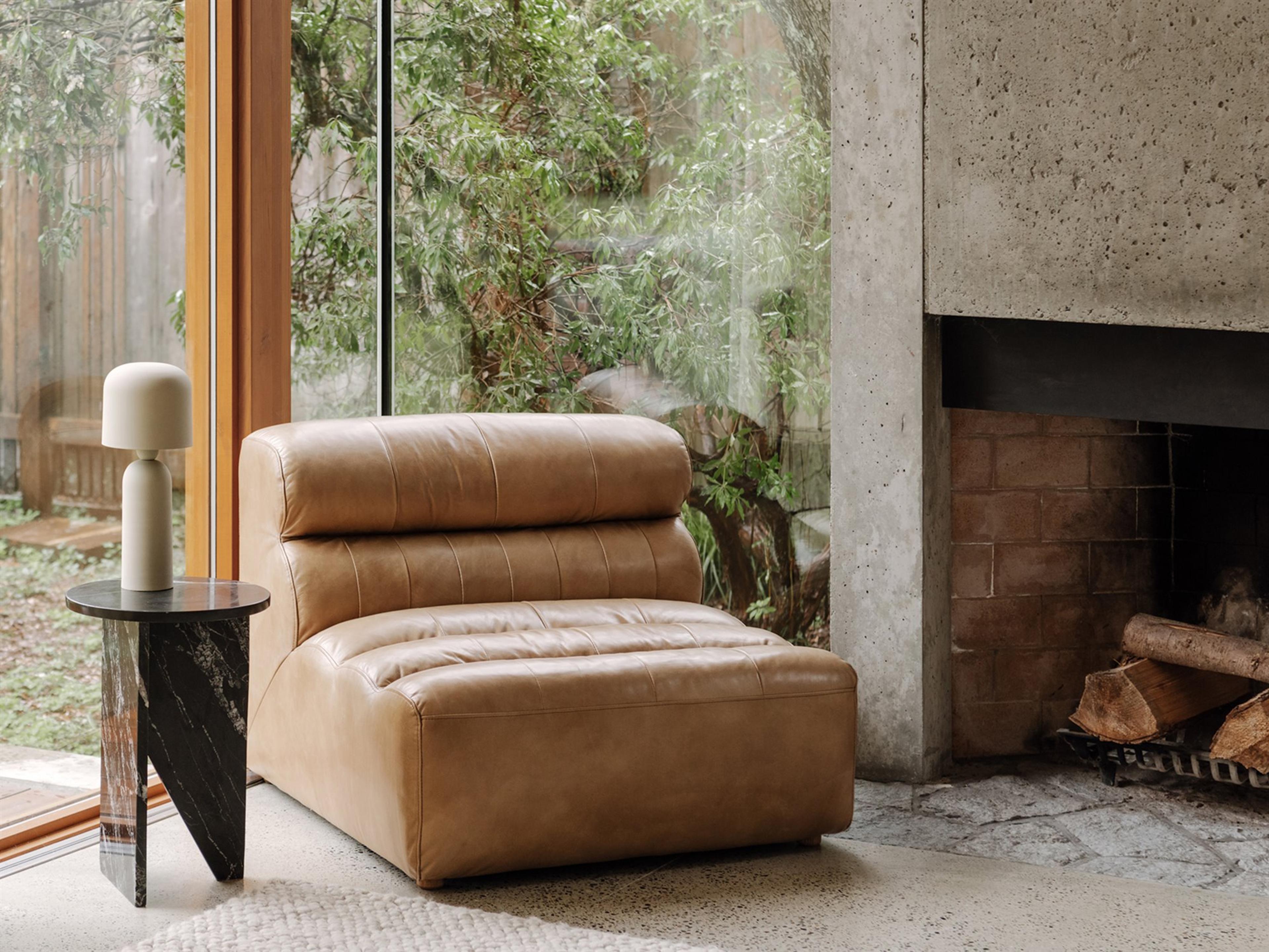 Moe's Home Beige Leather Accent Chair