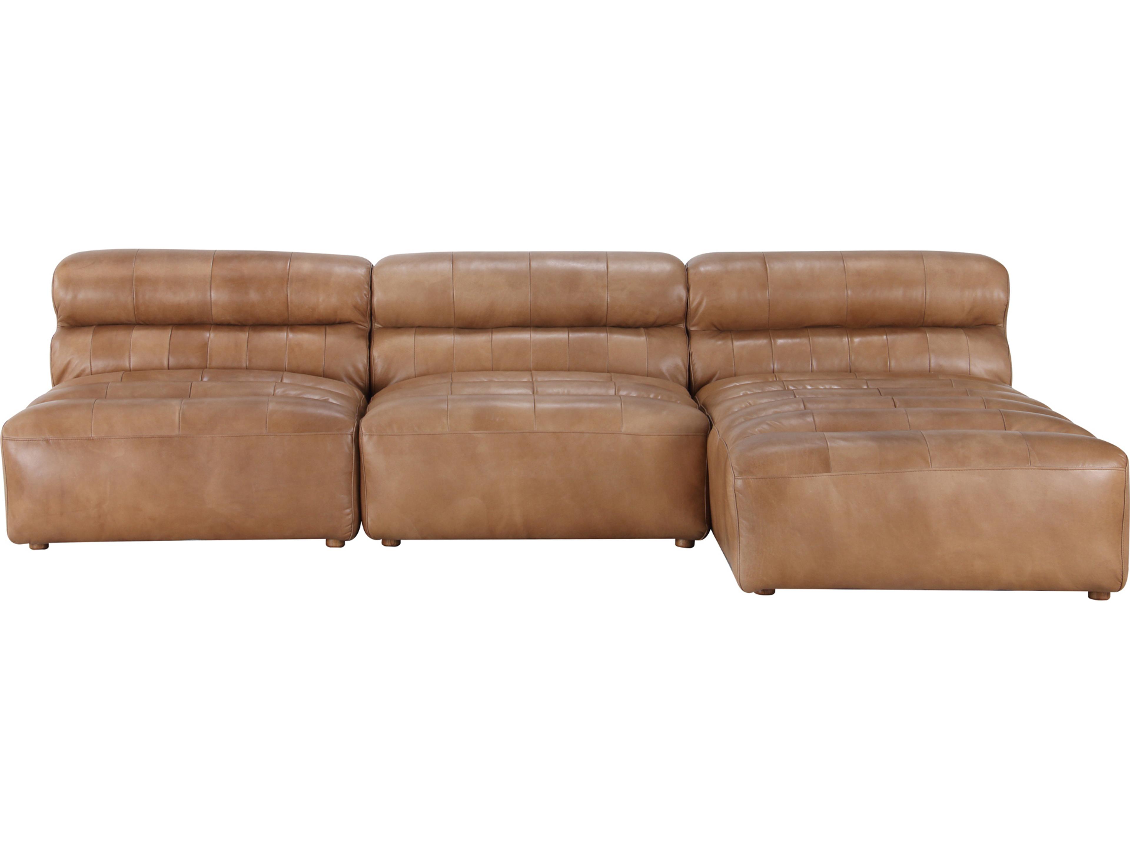 Moe's Home Ramsay Brown Leather Sectional Sofa