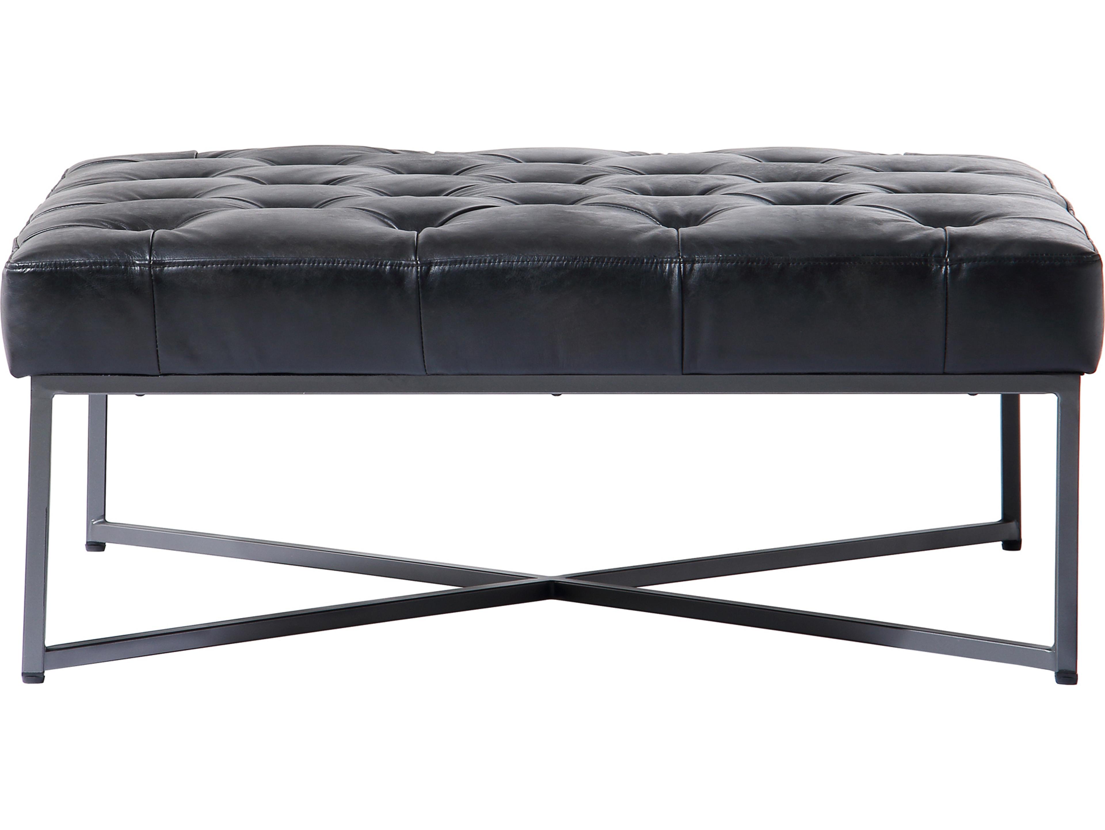 Moe's Home Square Leather Black Tufted Coffee Table