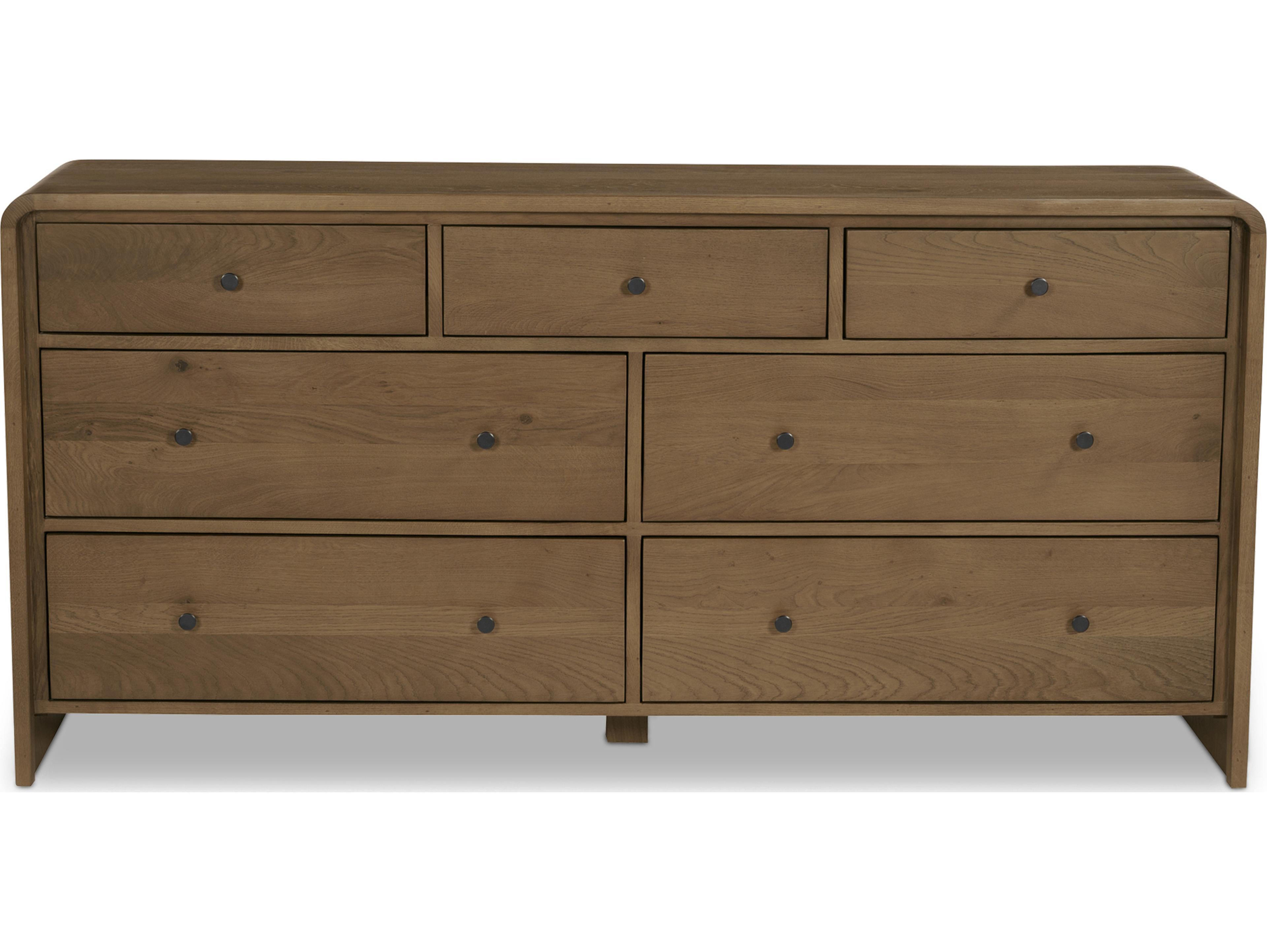 Moe's Home Riley 7-Drawers Brown Oak Wood Double Dresser