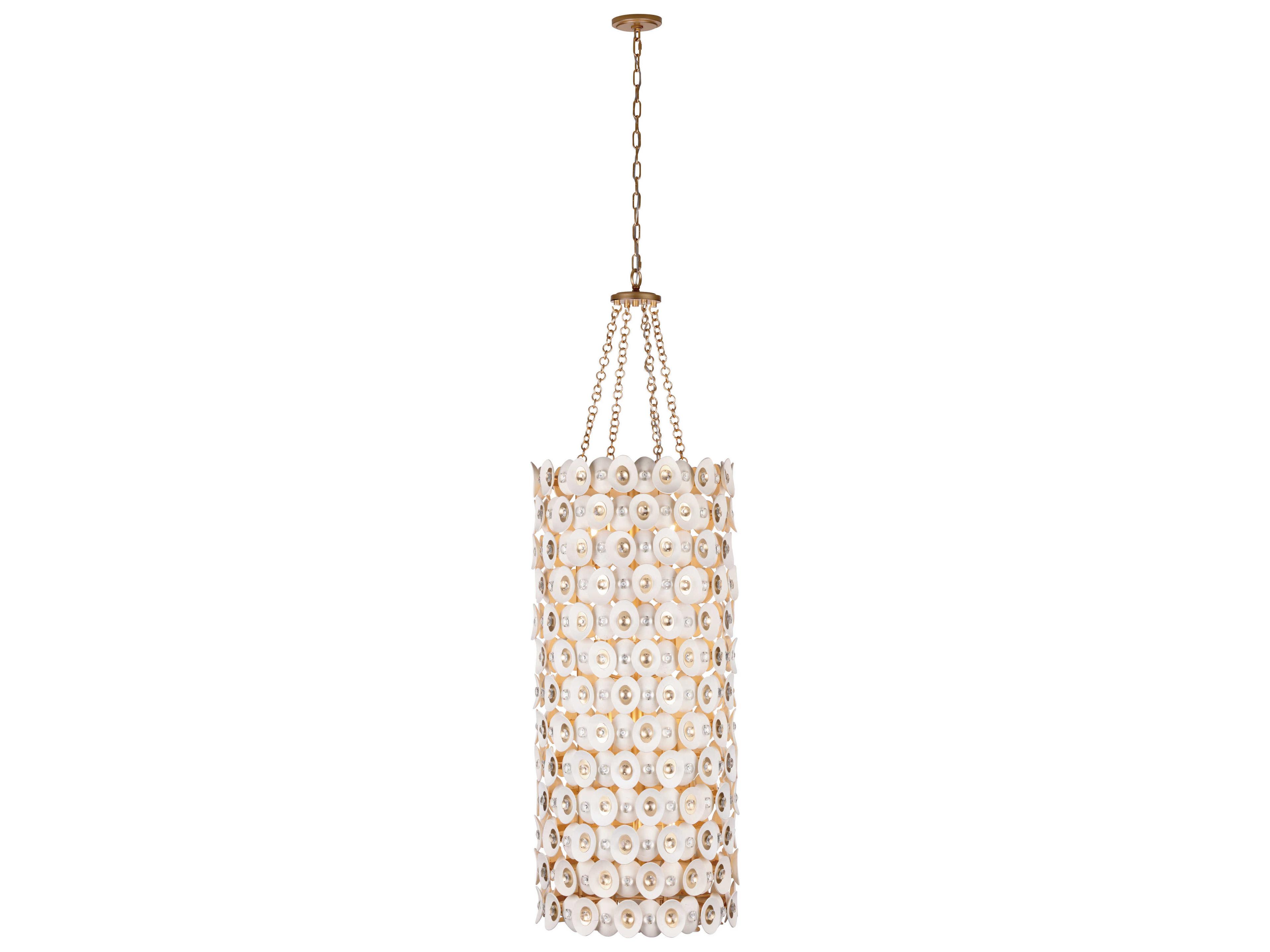 Metropolitan Niu 12-Light Coconut Shell Gold White Cylinder Pendant