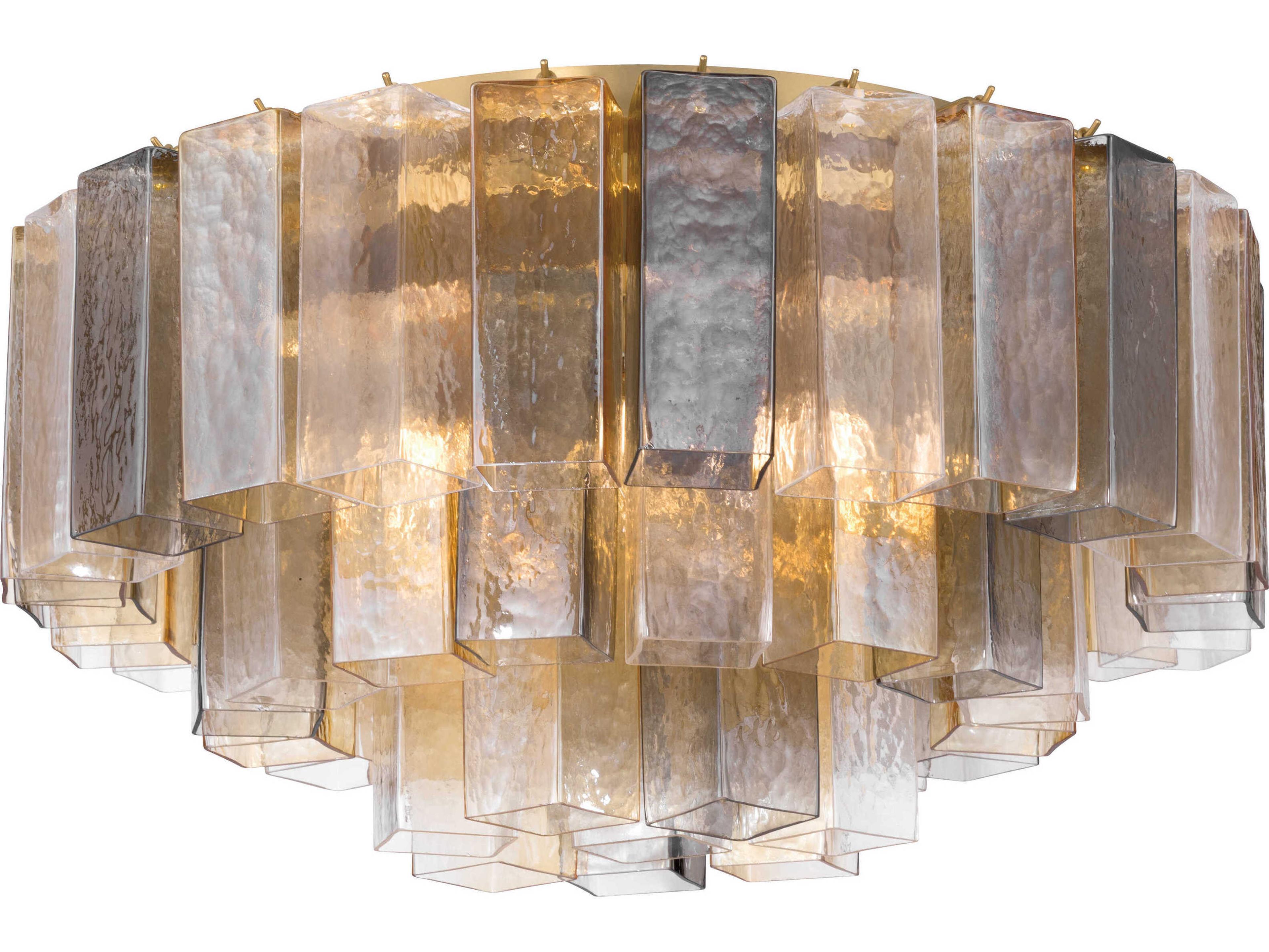 Metropolitan Torvento 7-Light Legacy Brass Geometric Round Flush Mount