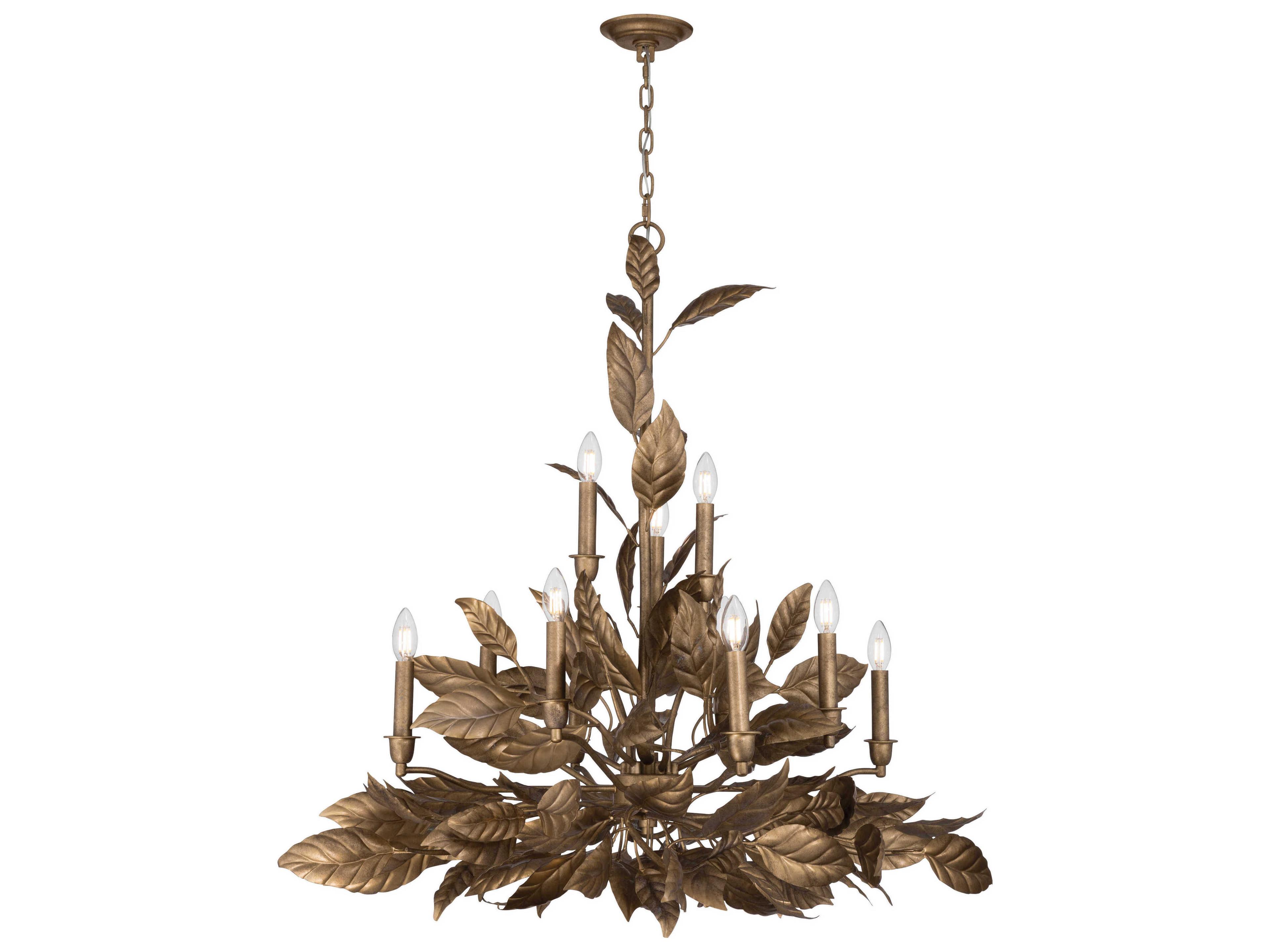 Metropolitan Seraphine 11-Light Weathered Gold Candelabra Chandelier