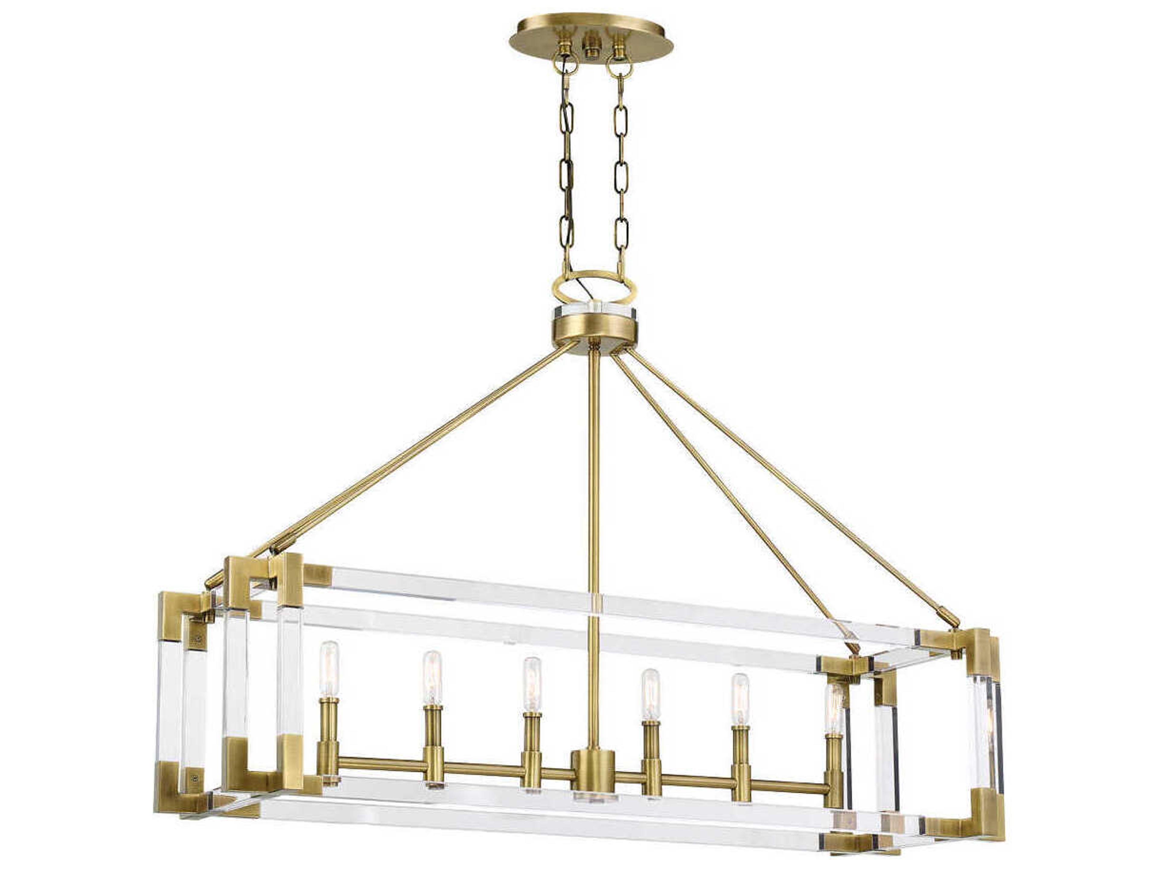 Metropolitan Prima Vista 6-Light Aged Antique Brass Linear Island Pendant