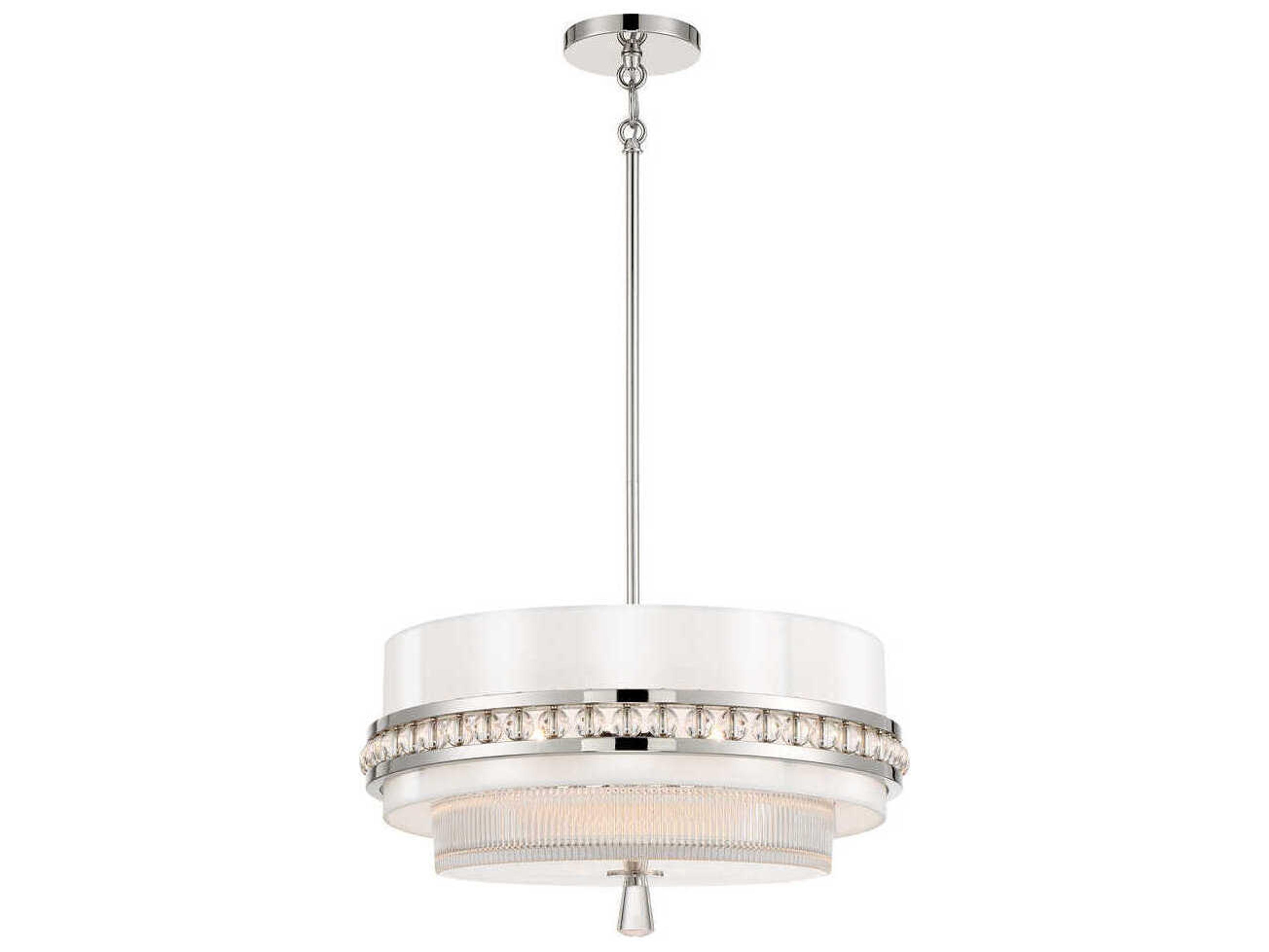 Metropolitan Sutton 3-Light Polished Nickel Glass Round Pendant
